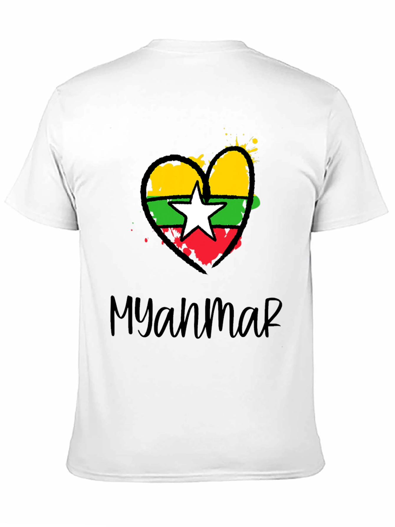 Myanmar Flag Heart T-Shirt - Stylish Graphic Tee
