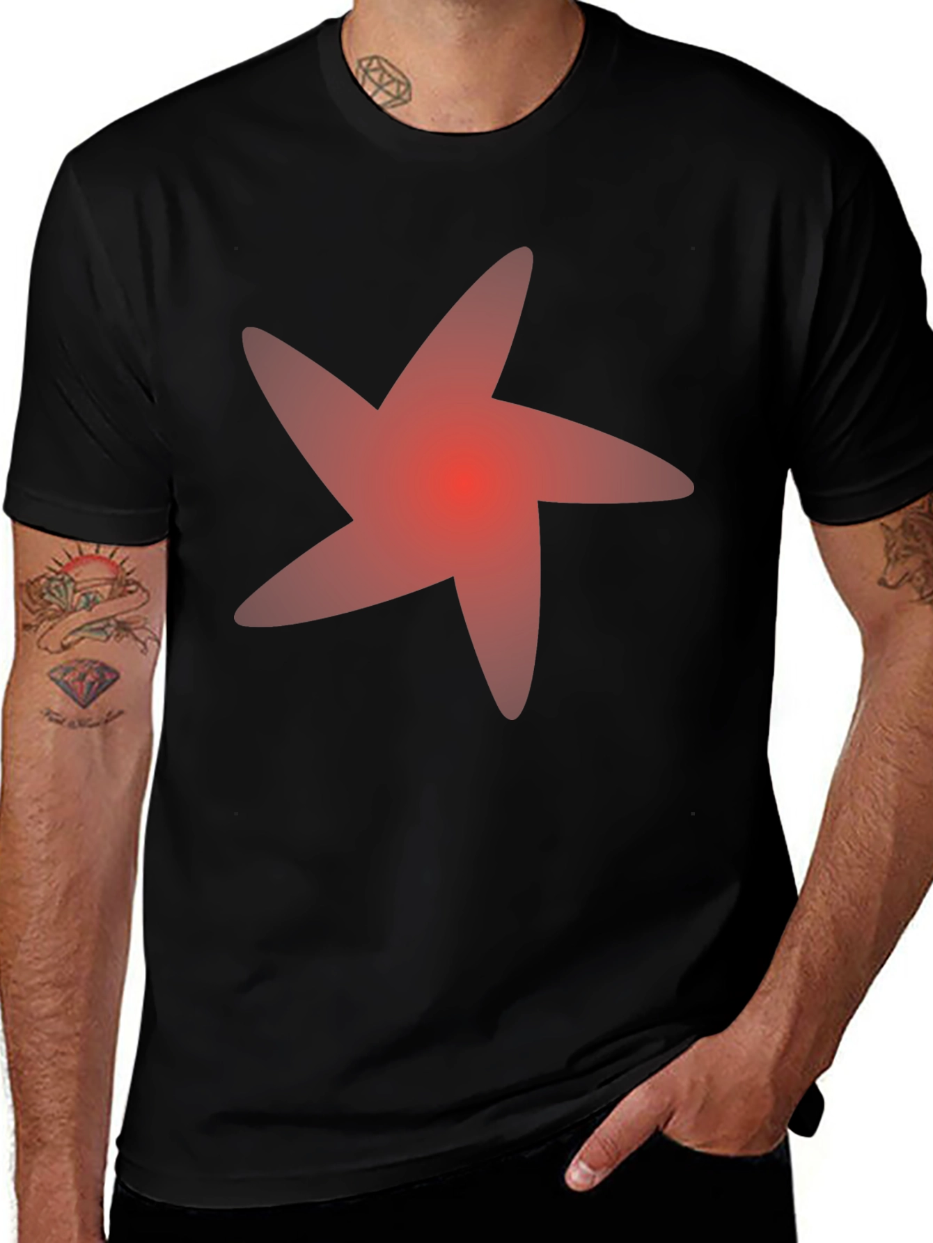 Bold Star Graphic Tee - Casual Black T-Shirt