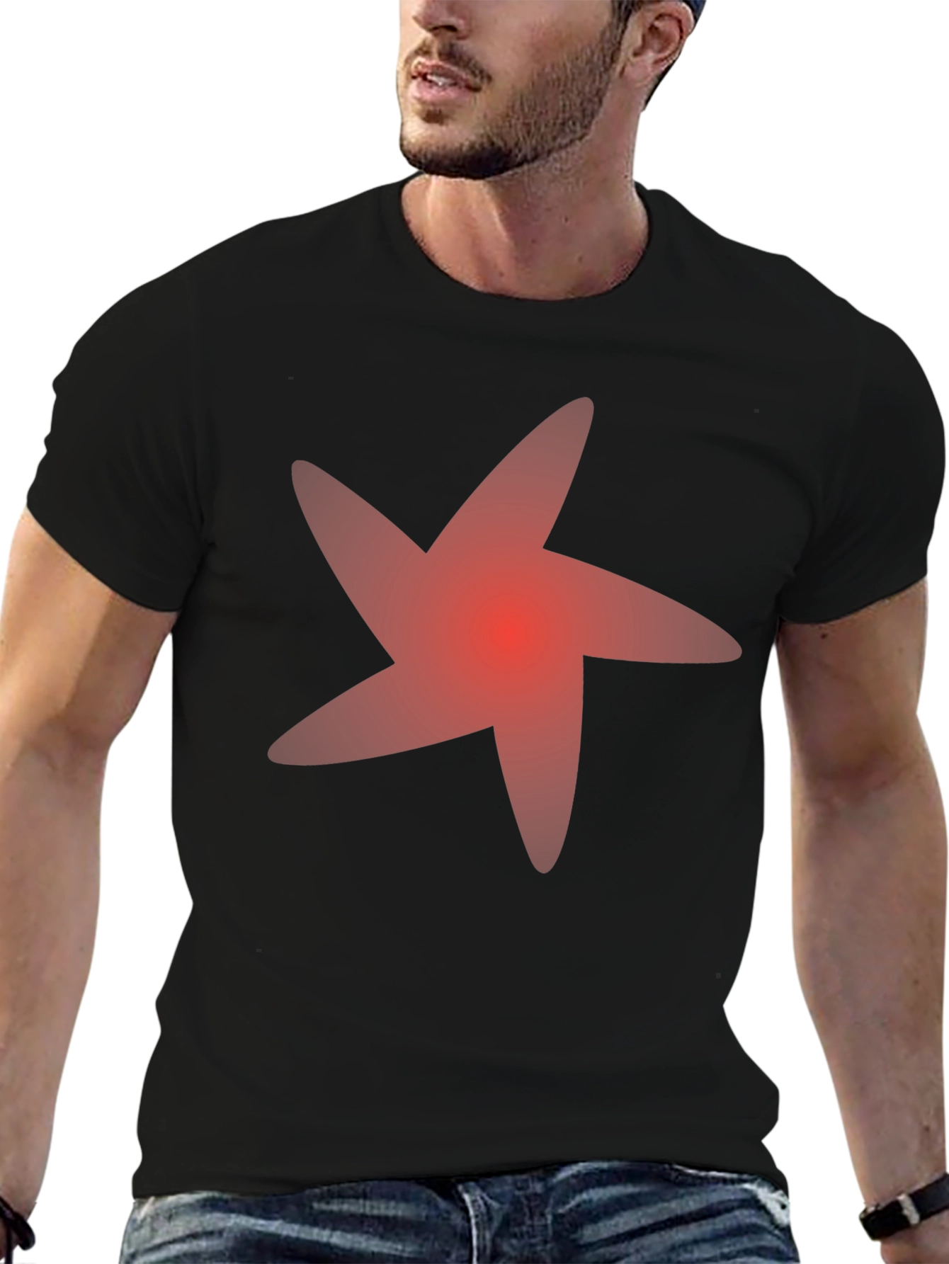 Bold Star Graphic Tee - Casual Black T-Shirt