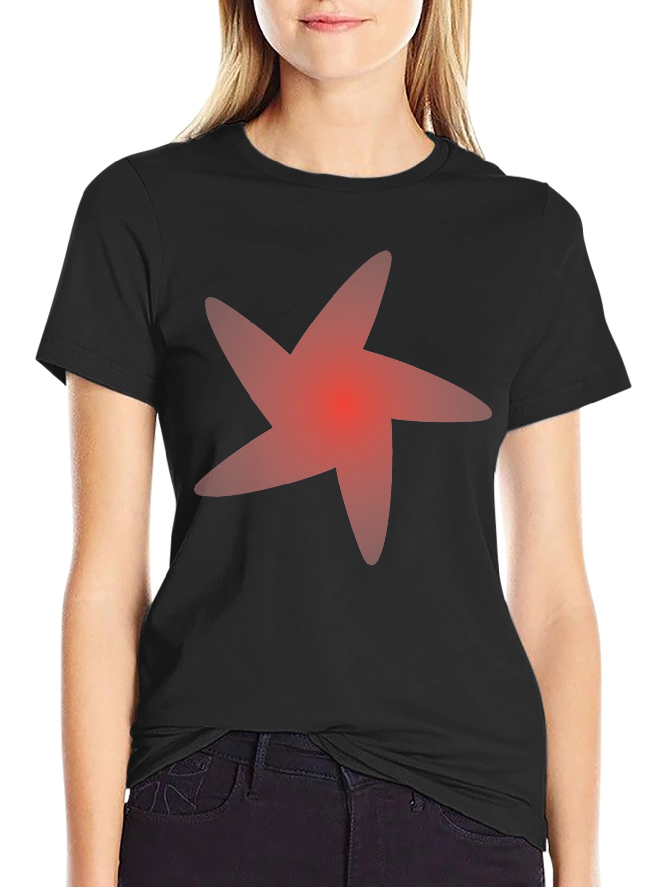 Bold Star Graphic Tee - Casual Black T-Shirt