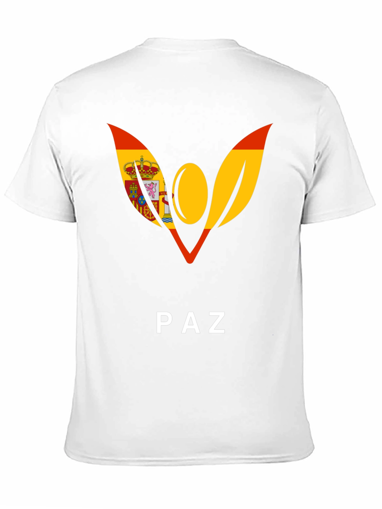 Spain Flag Peace Symbol Black T-Shirt