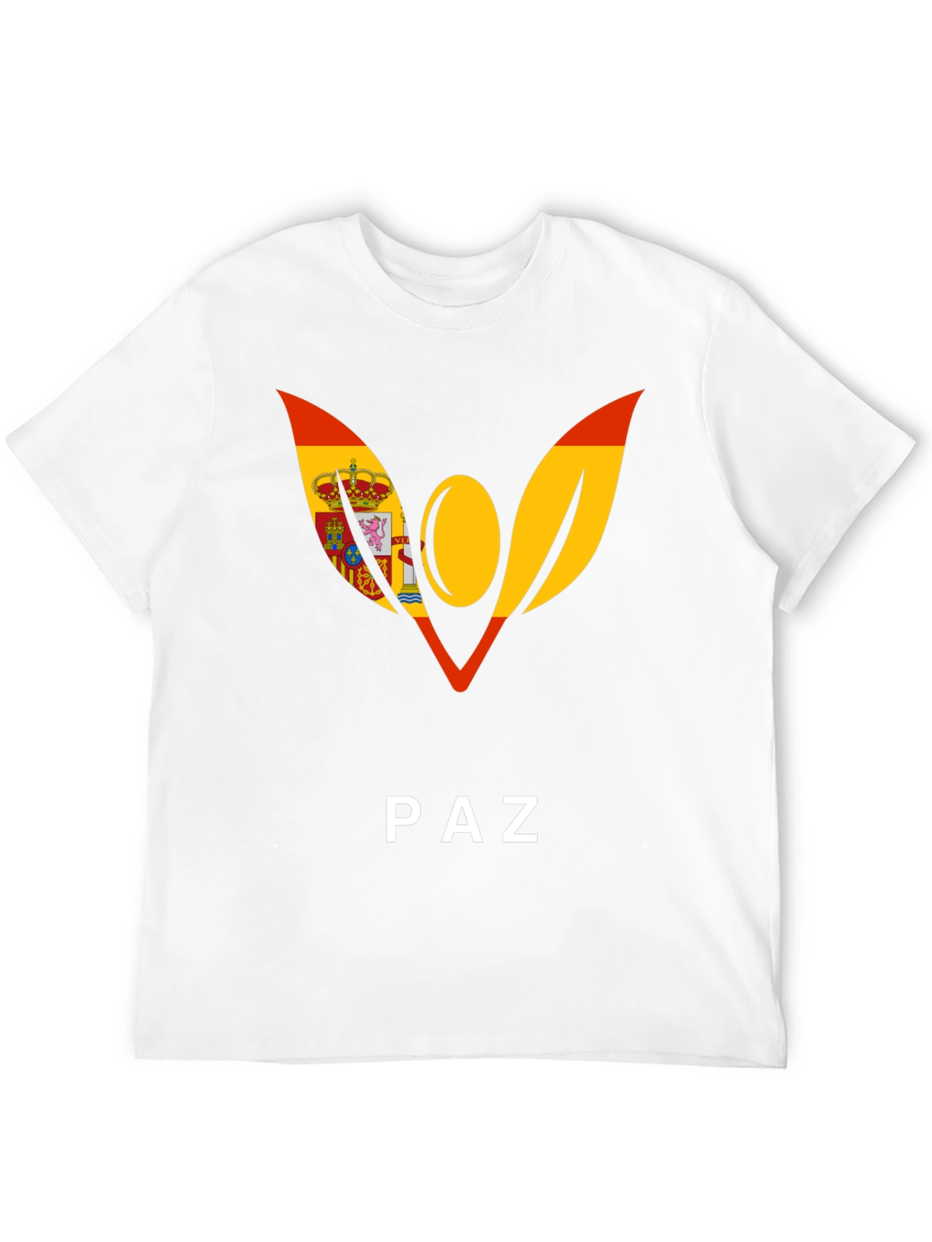 Spain Flag Peace Symbol Black T-Shirt