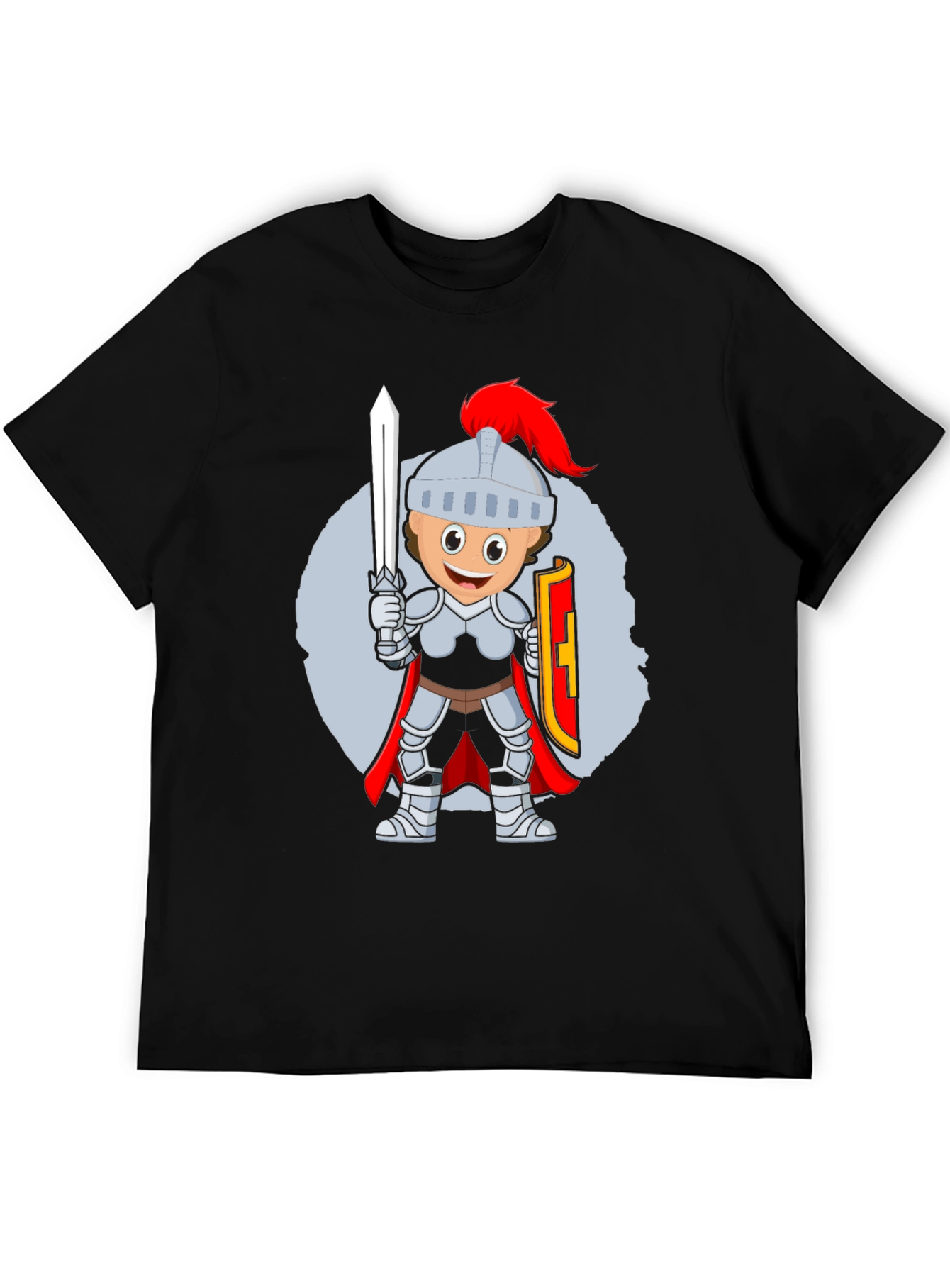 Knight Cartoon T-Shirt - Black Cotton Blend
