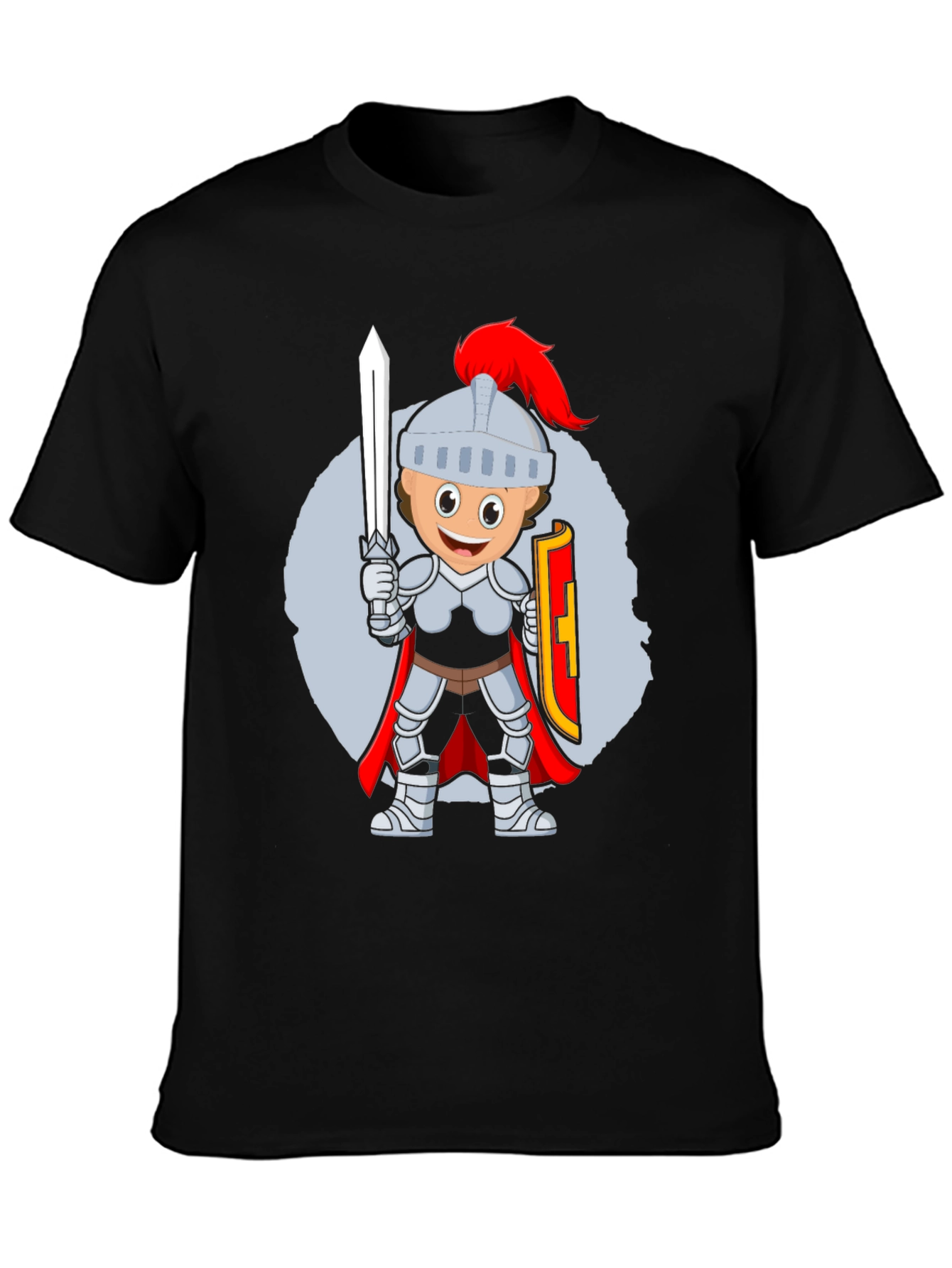 Knight Cartoon T-Shirt - Black Cotton Blend