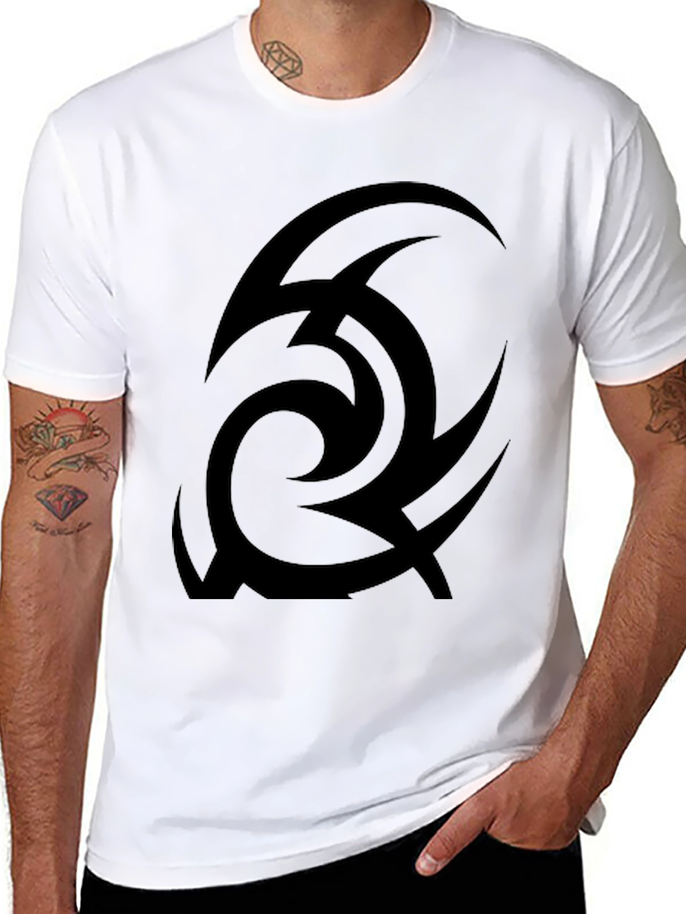 Tribal Design Black T-Shirt
