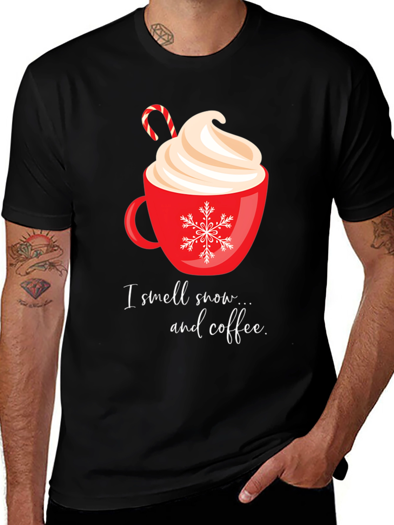 Festive Coffee T-Shirt - I smell snow... and coffee.