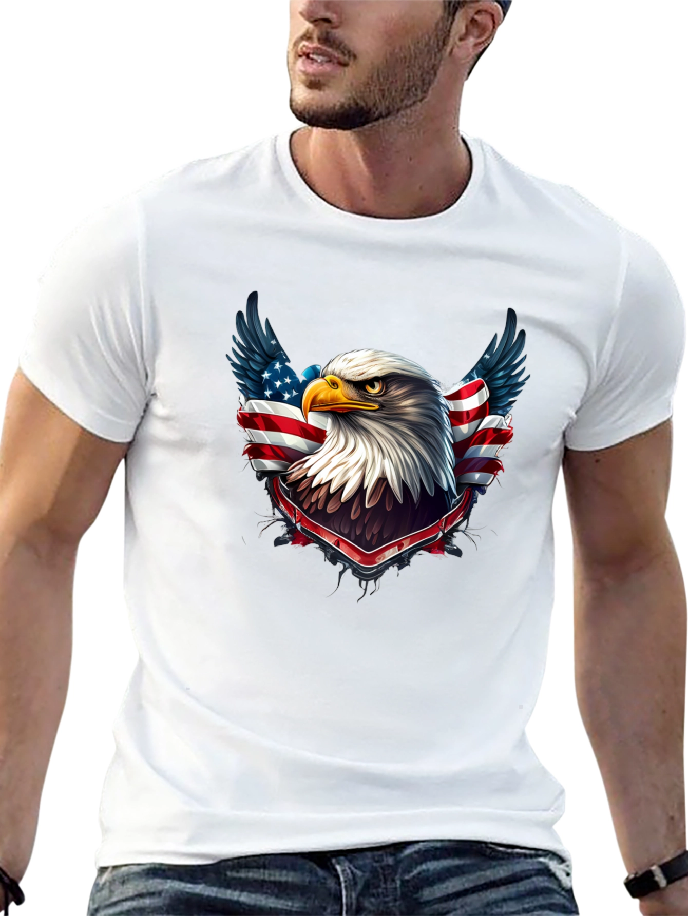 American Eagle USA Flag Graphic Print T-Shirt