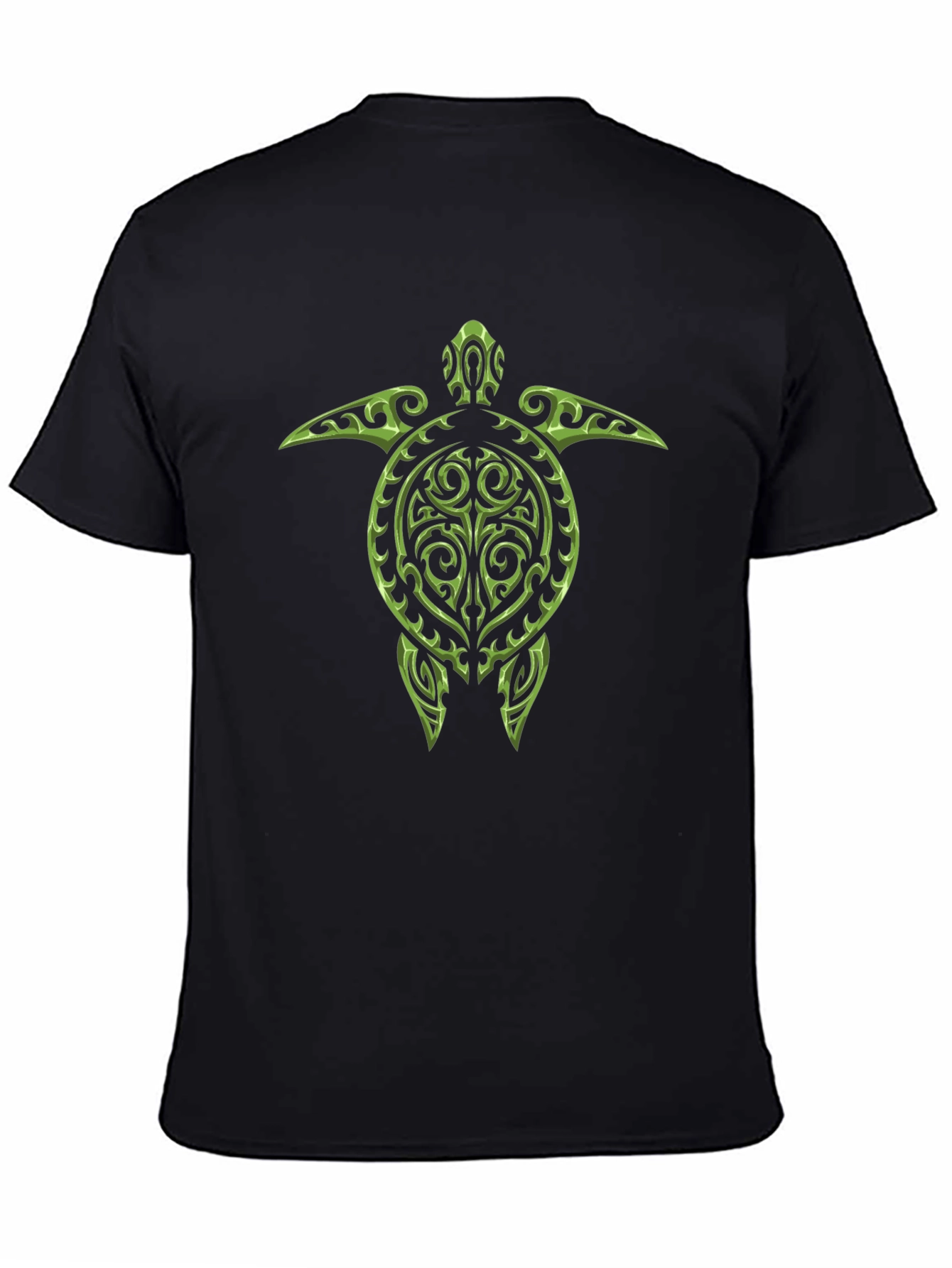 Tribal Turtle Graphic Tee - Black Cotton T-Shirt