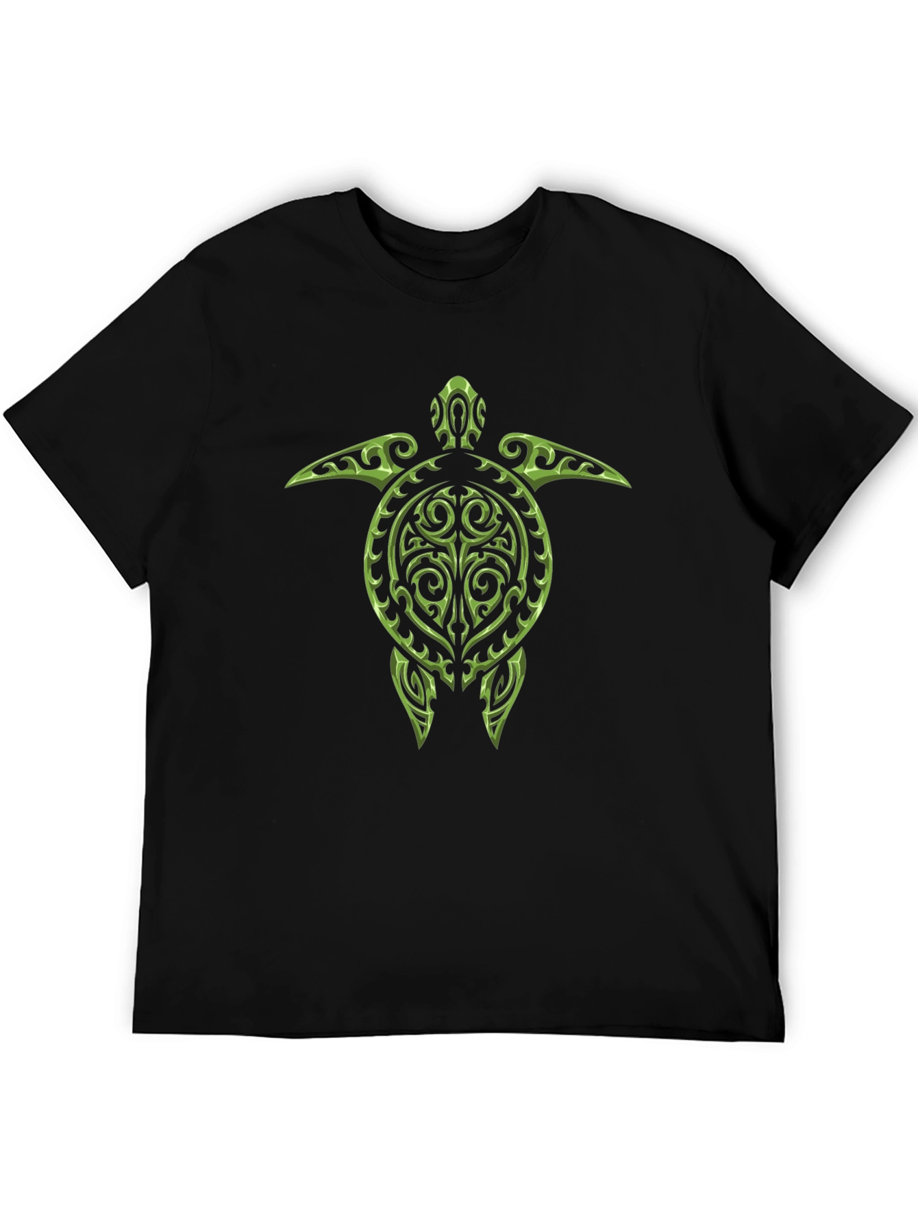 Tribal Turtle Graphic Tee - Black Cotton T-Shirt