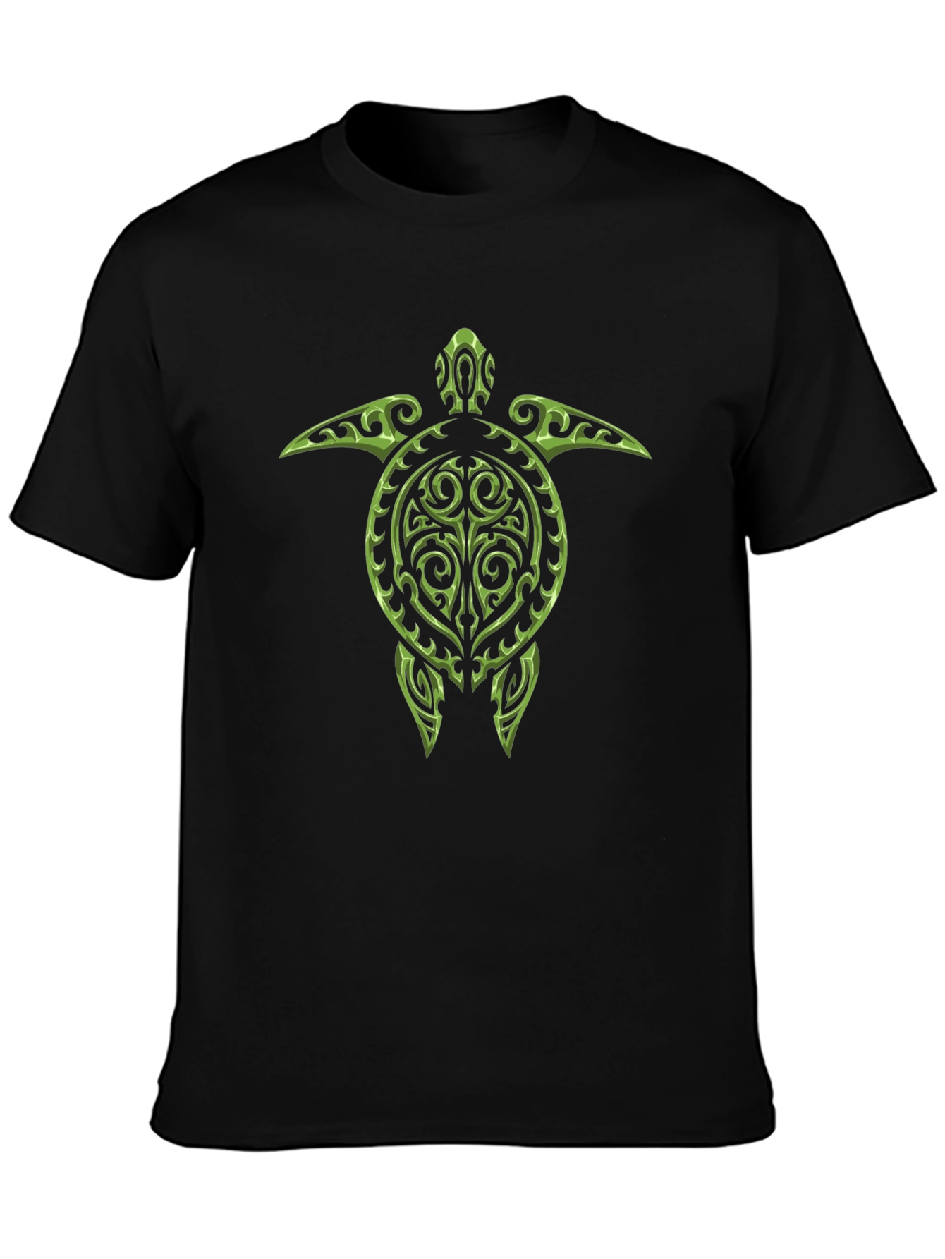 Tribal Turtle Graphic Tee - Black Cotton T-Shirt
