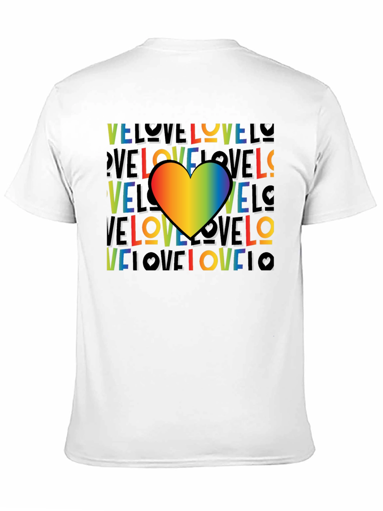 Rainbow Heart Love Graphic Black T-Shirt