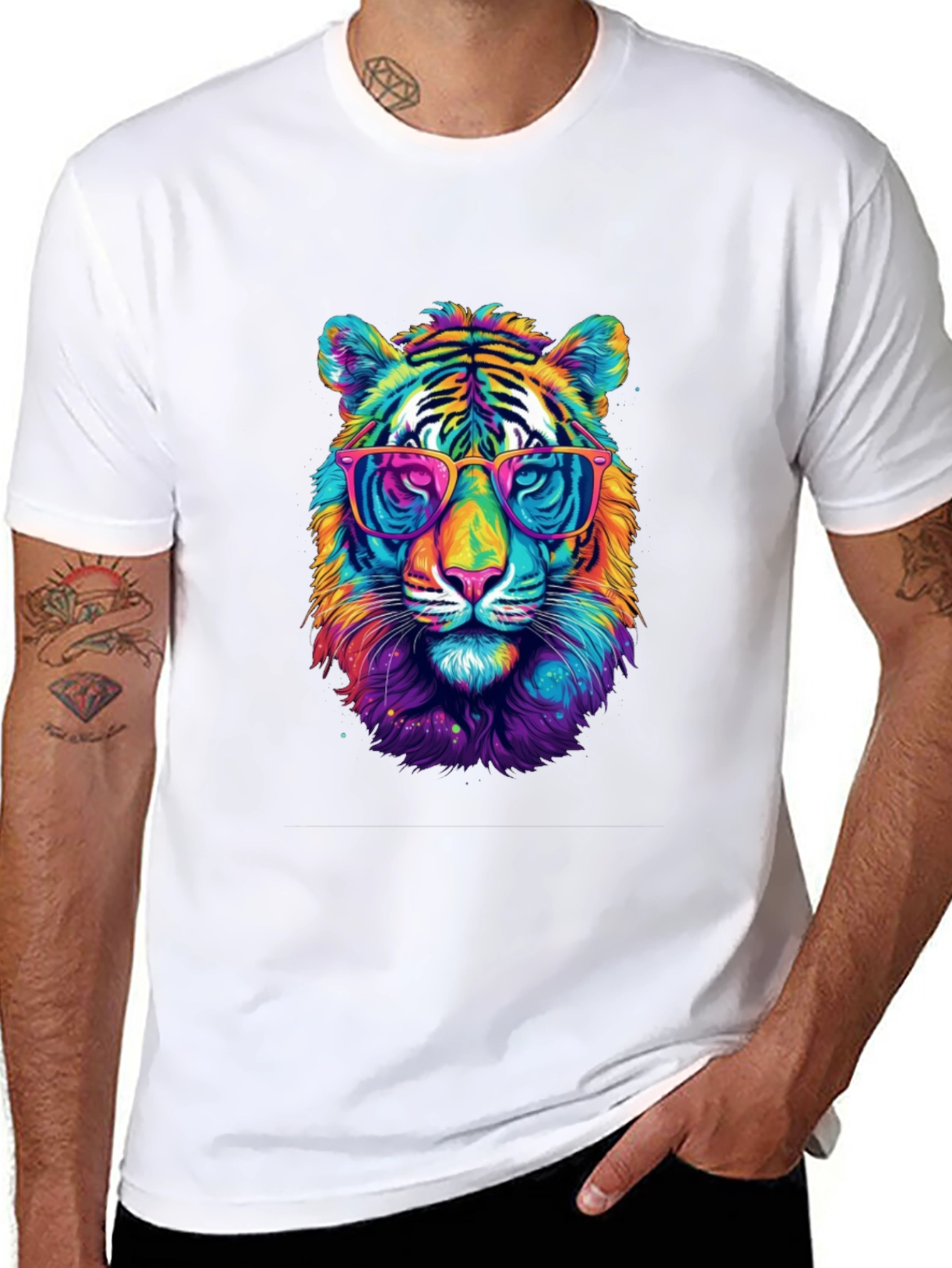 Vibrant Tiger Graphic Tee - Cool Animal Print Shirt