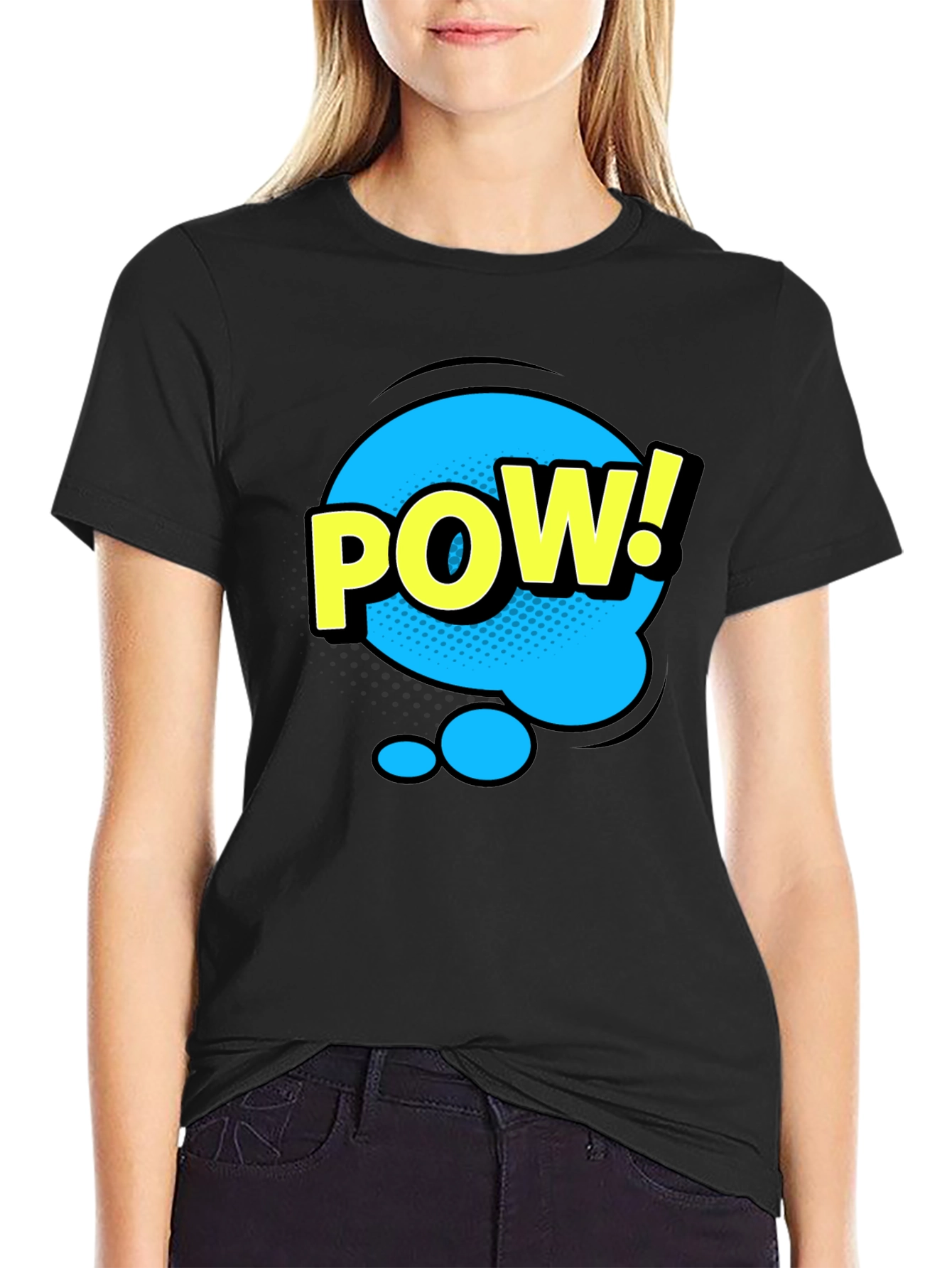 Pow! Graphic Print T-Shirt - Black Comic Style Tee