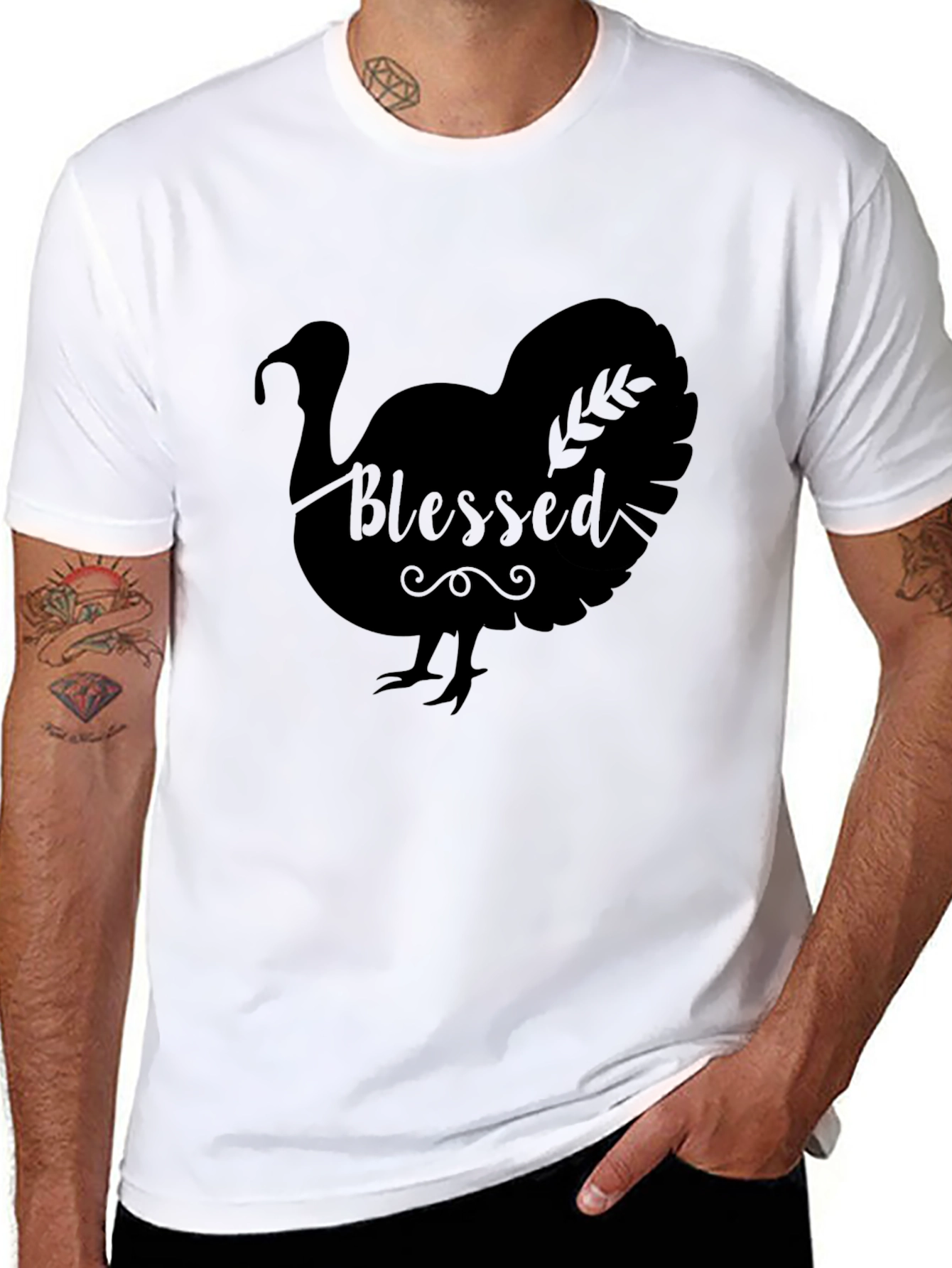 Blessed Turkey Graphic Tee - Thanksgiving Shirt