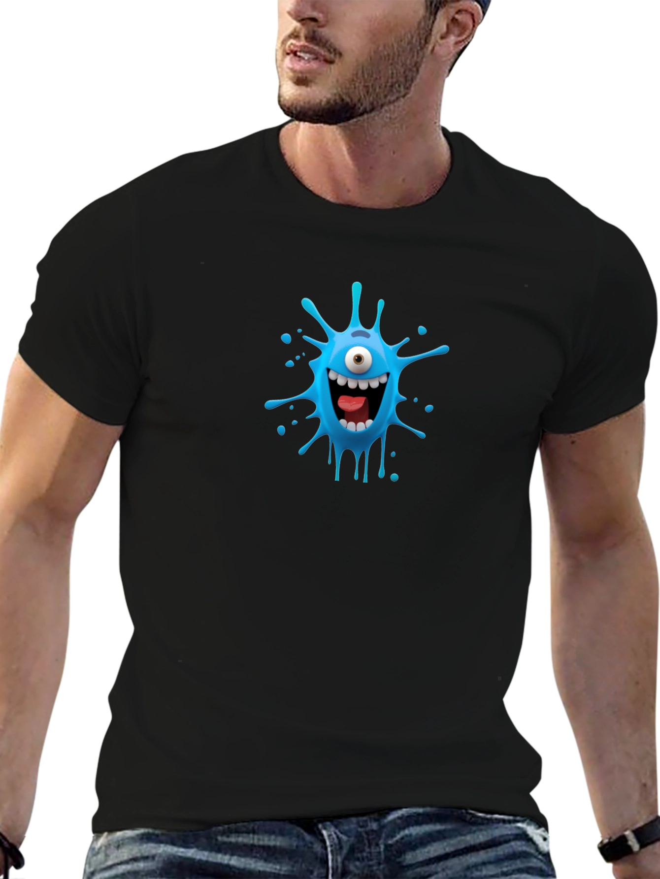 Funky One-Eyed Monster Graphic Tee - Black