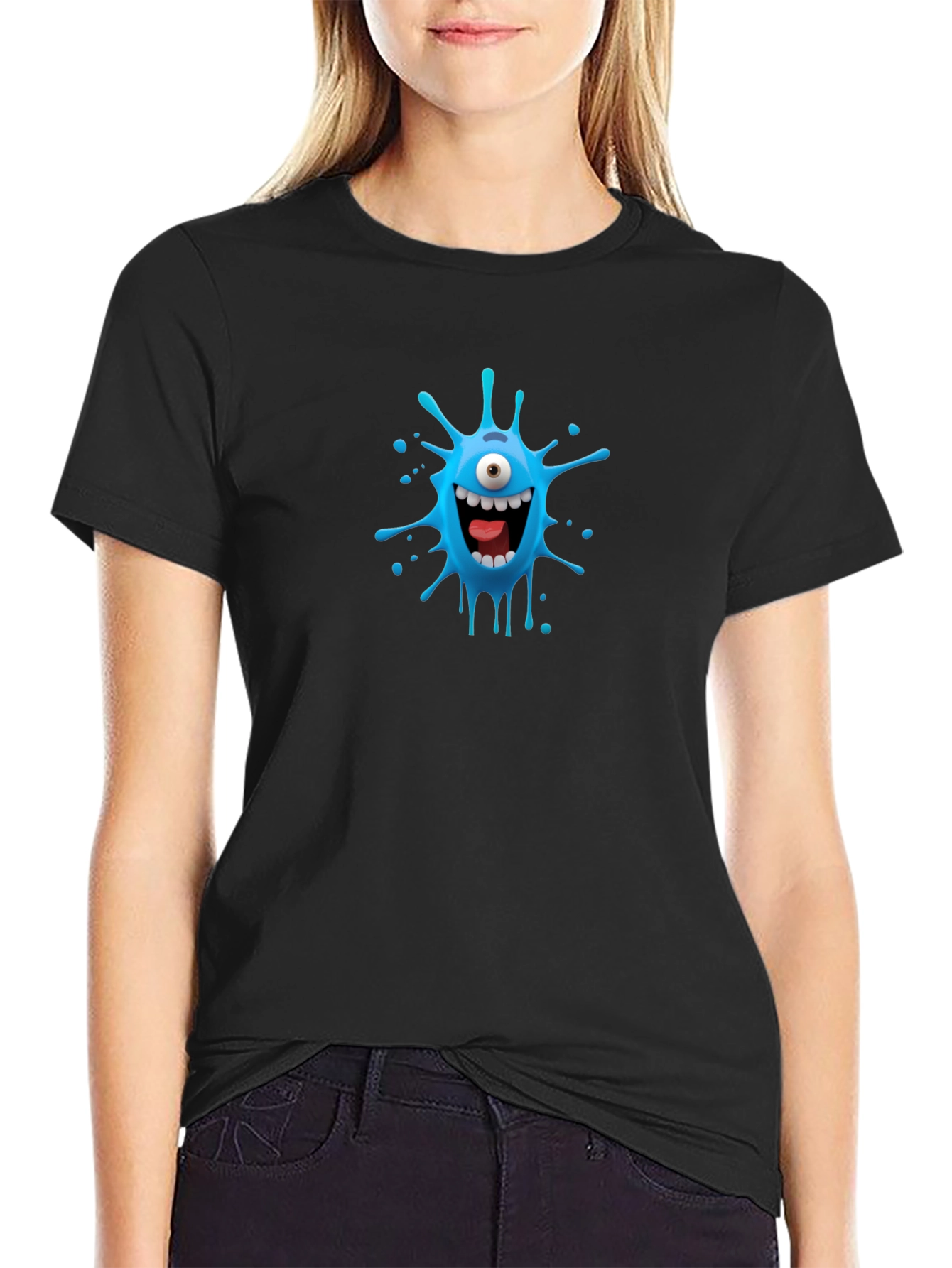 Funky One-Eyed Monster Graphic Tee - Black
