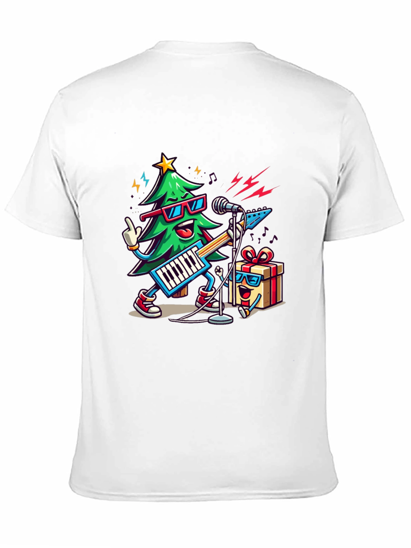 Festive Christmas Tree Rock Band T-Shirt