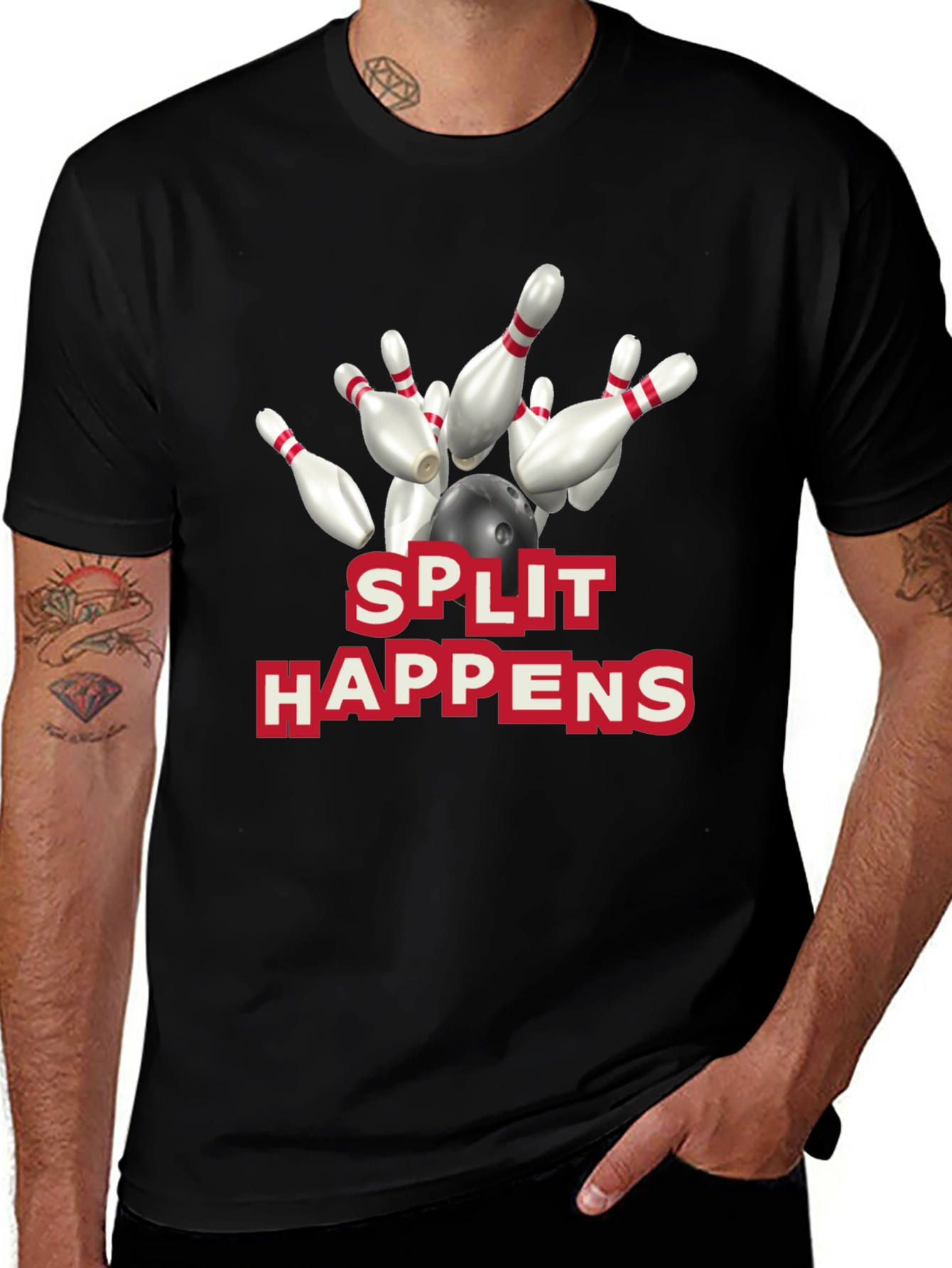 Split Happens Bowling Graphic T-Shirt