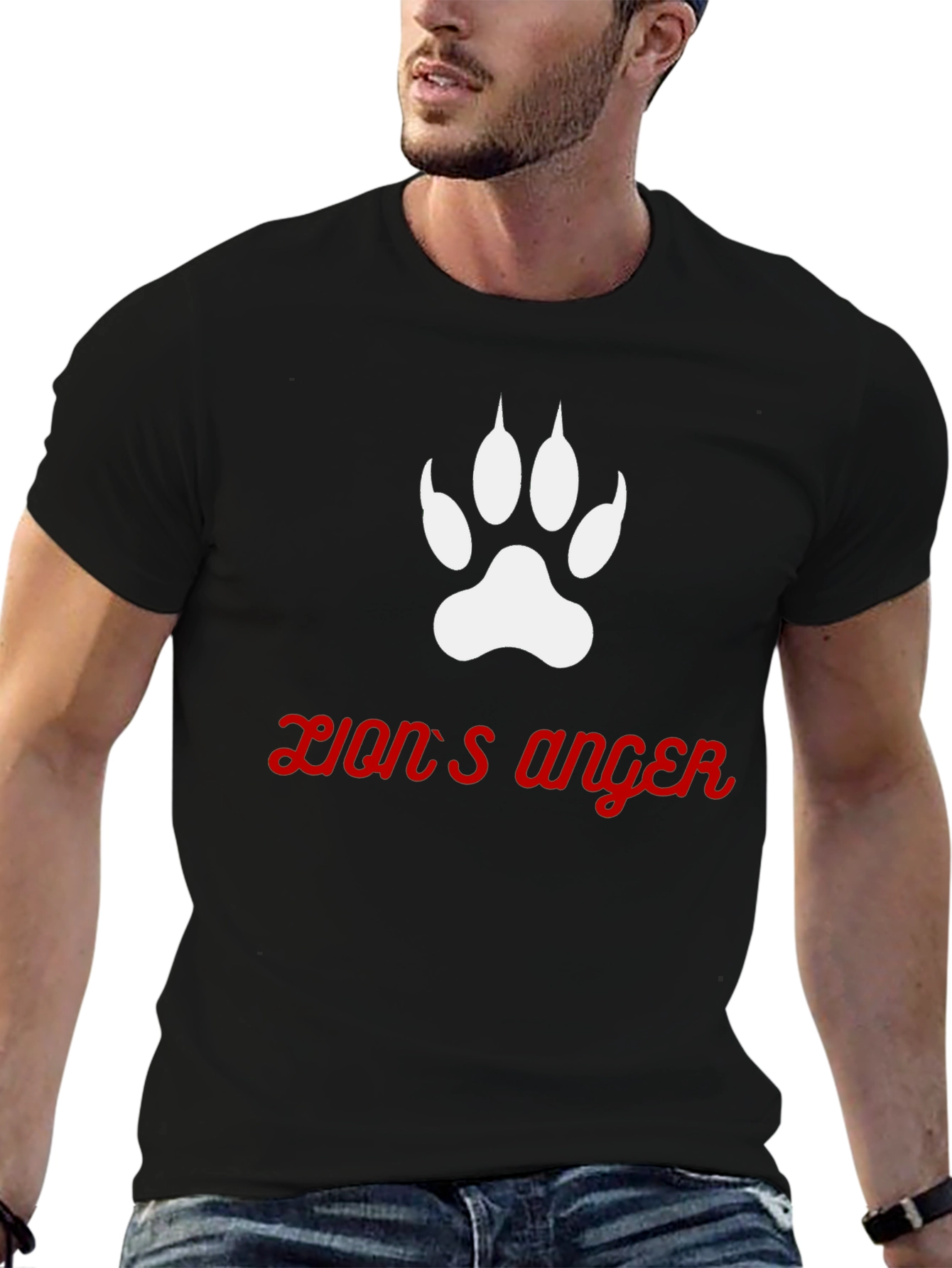 Lions Anger Graphic Tee - Black Cotton Blend