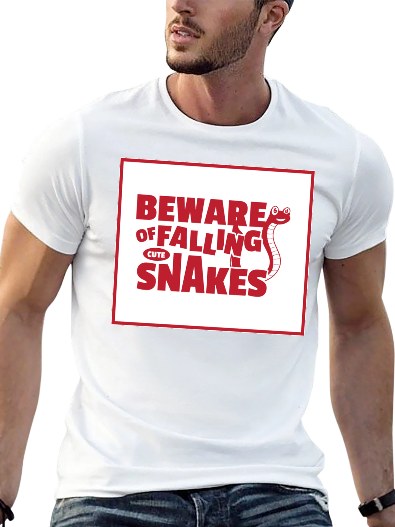 Beware of Falling Cute Snakes Graphic T-Shirt