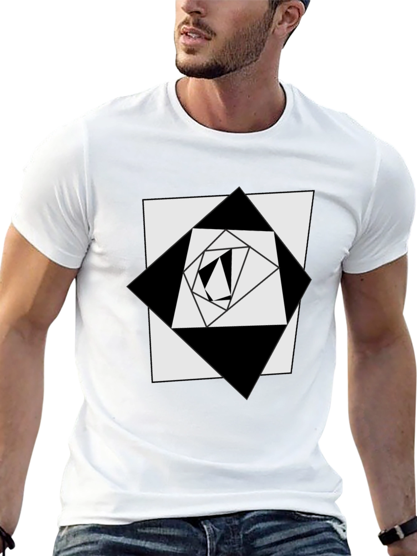 Abstract Geometric Black and White Tee