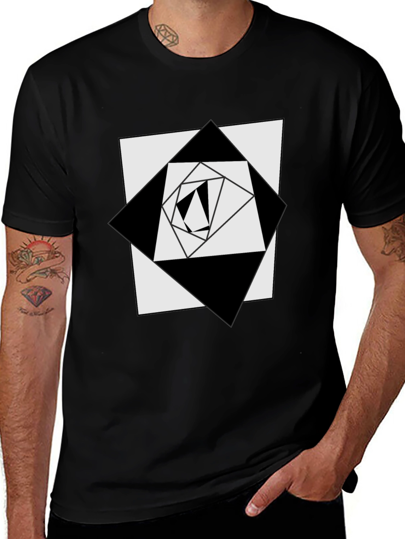 Abstract Geometric Black and White Tee