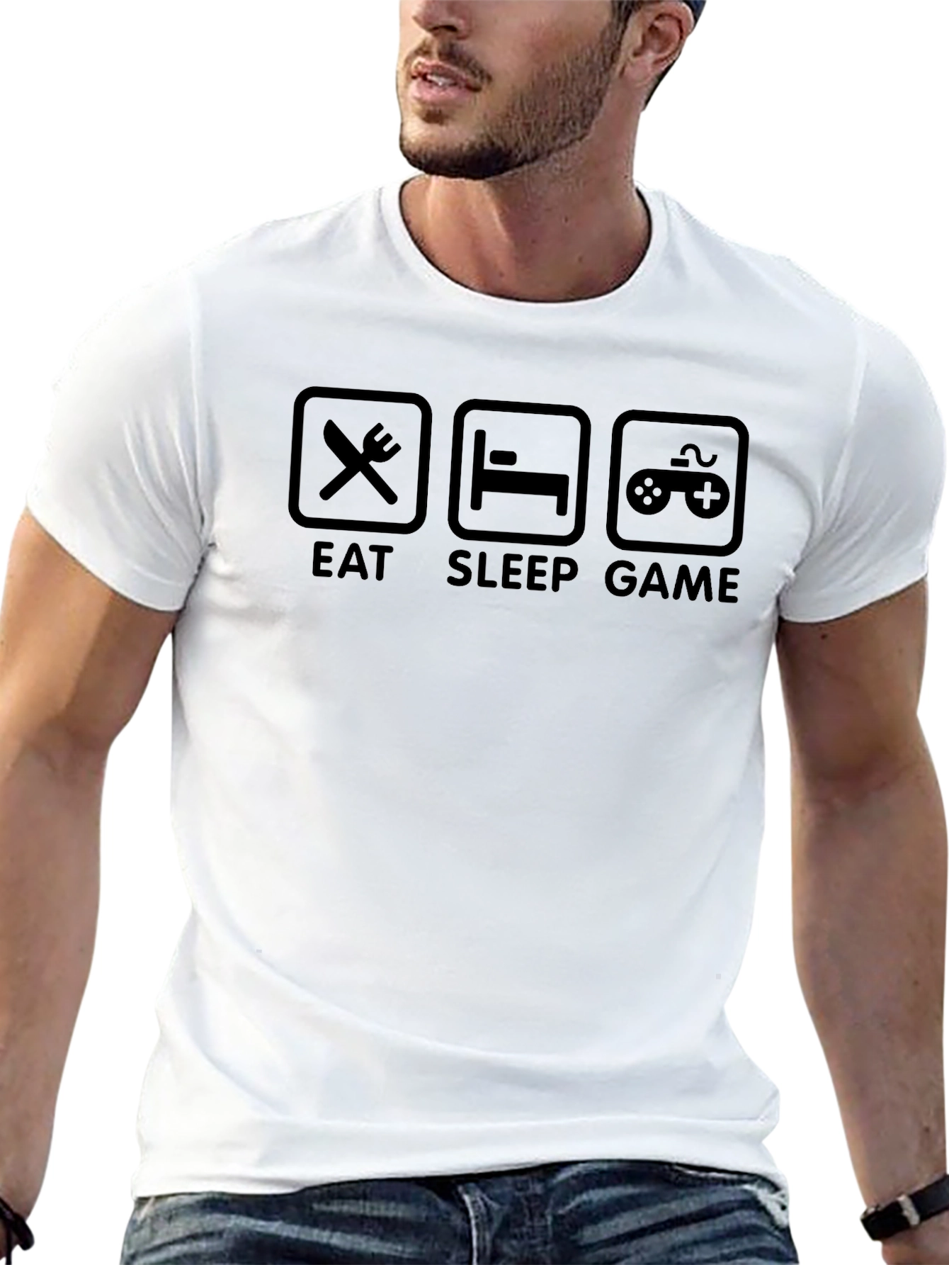 Eat Sleep Game Black T-Shirt - Gamer Lifestyle