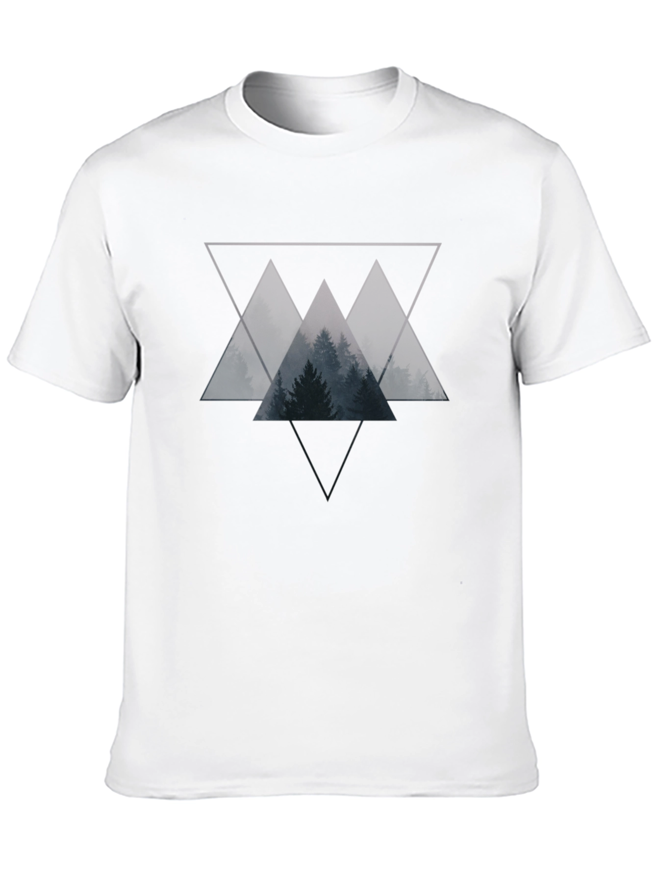 Geometric Forest Graphic Tee - Black Cotton Blend