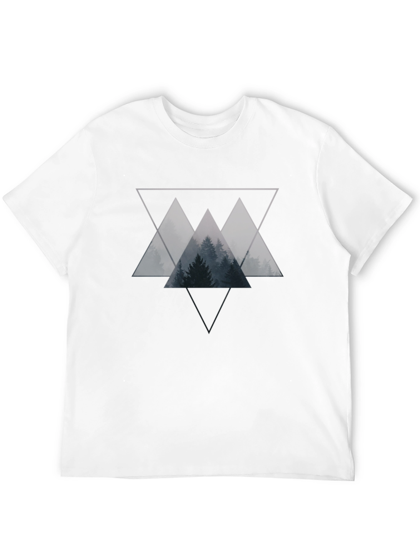 Geometric Forest Graphic Tee - Black Cotton Blend