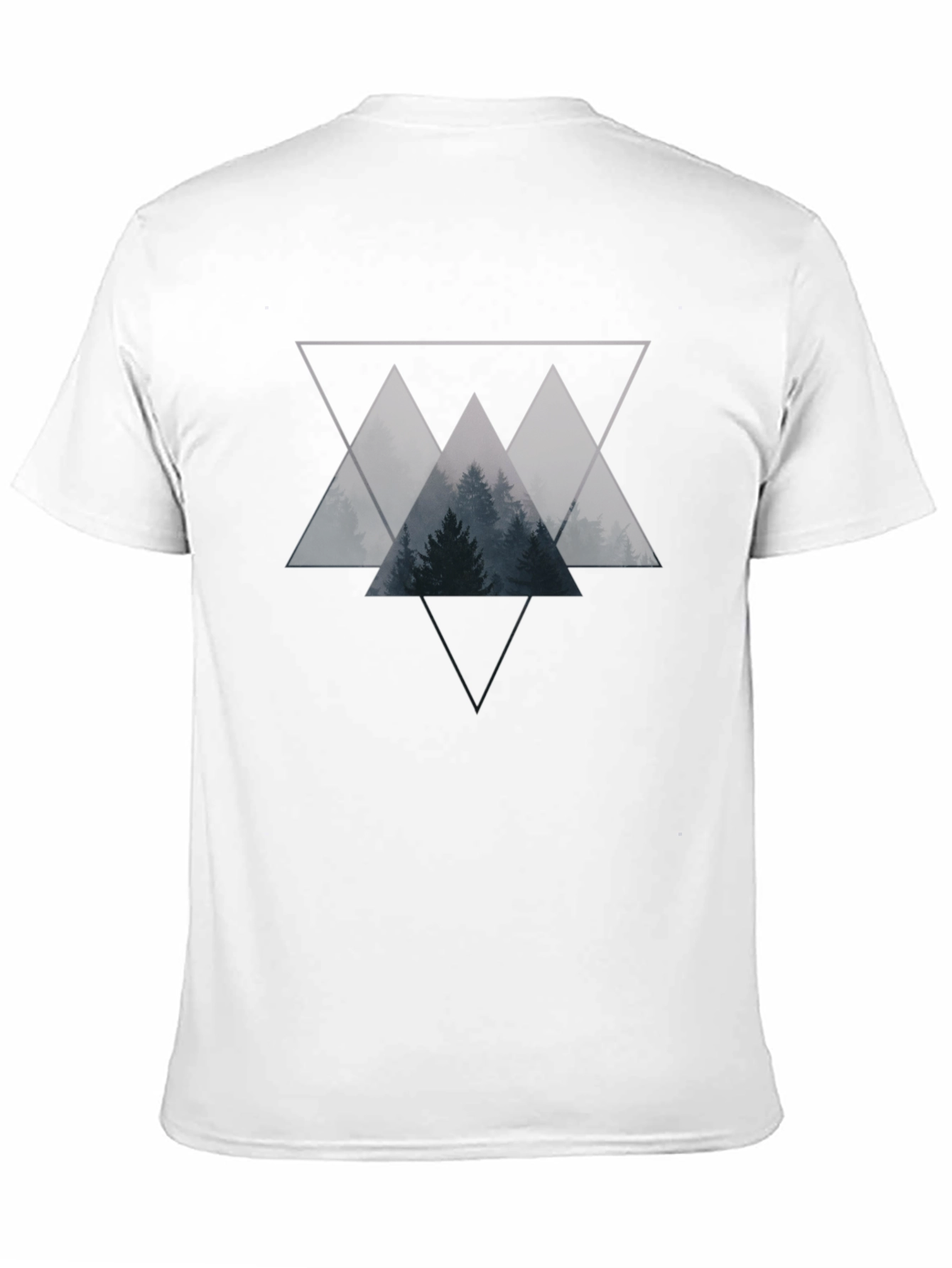 Geometric Forest Graphic Tee - Black Cotton Blend