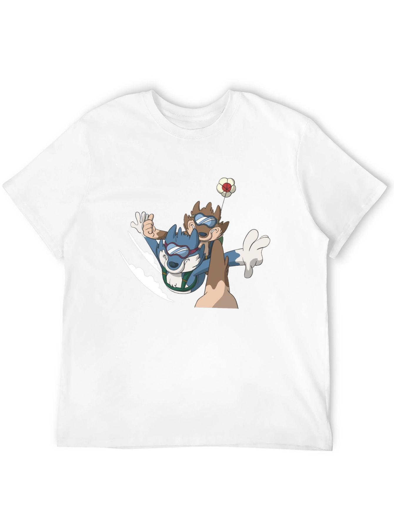 Cartoon Animal Skydive Black Tee