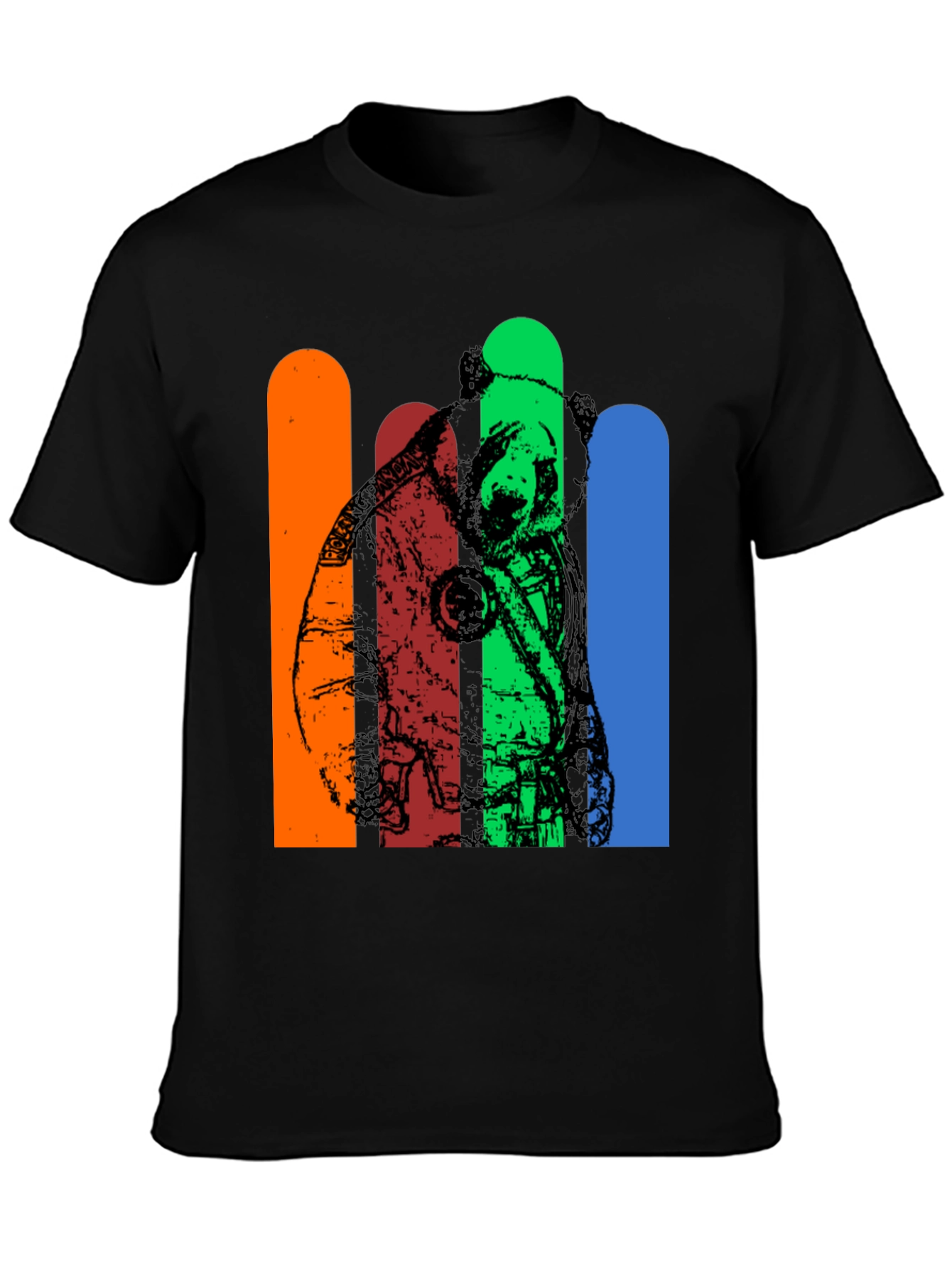 Retro Panda Bear Graphic Tee - Black T-Shirt