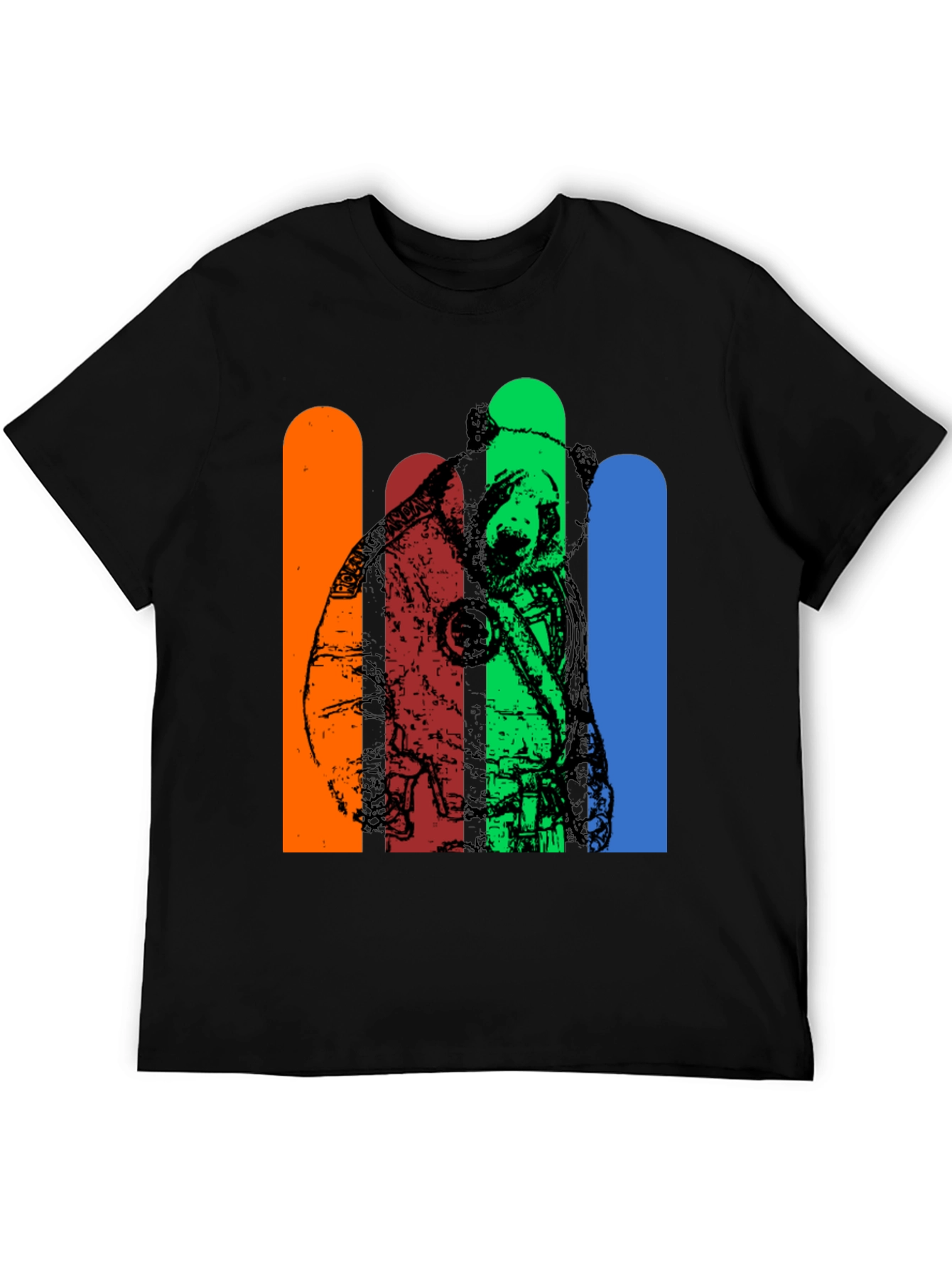 Retro Panda Bear Graphic Tee - Black T-Shirt