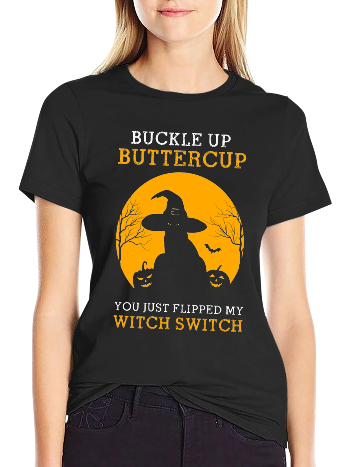 Buckle Up Buttercup Witch Halloween T-Shirt