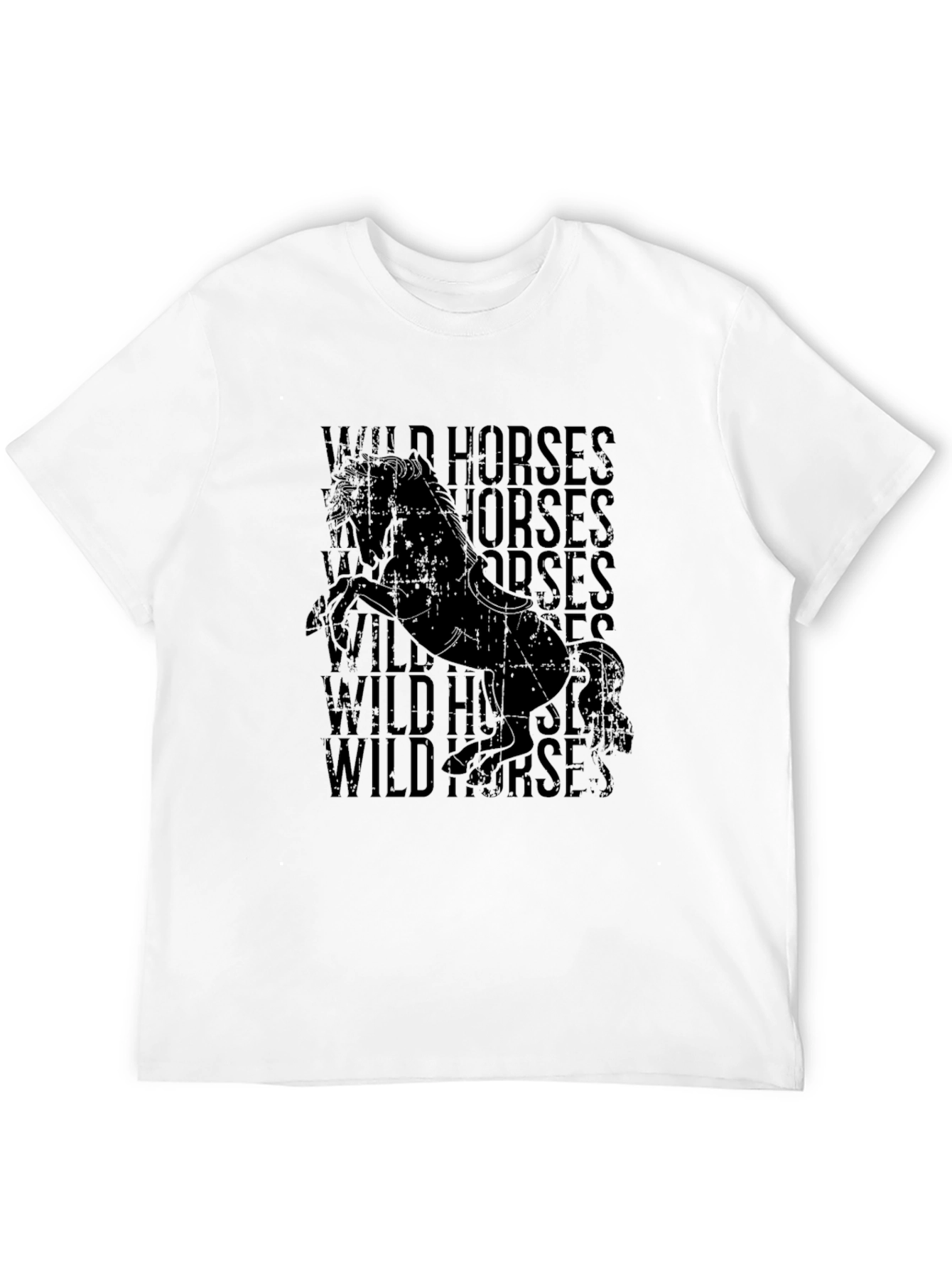 Wild Horses Graphic Print Black T-Shirt