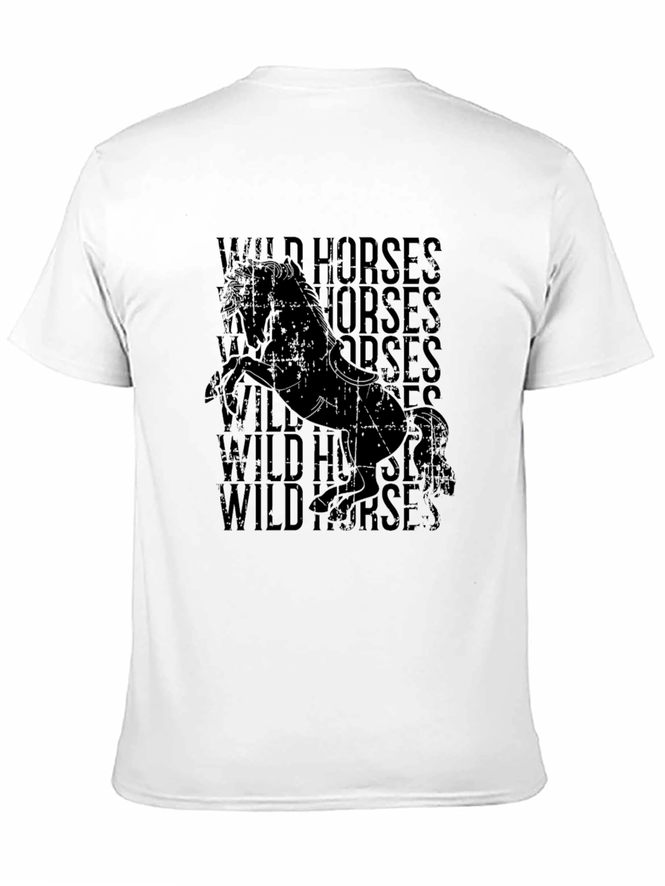 Wild Horses Graphic Print Black T-Shirt