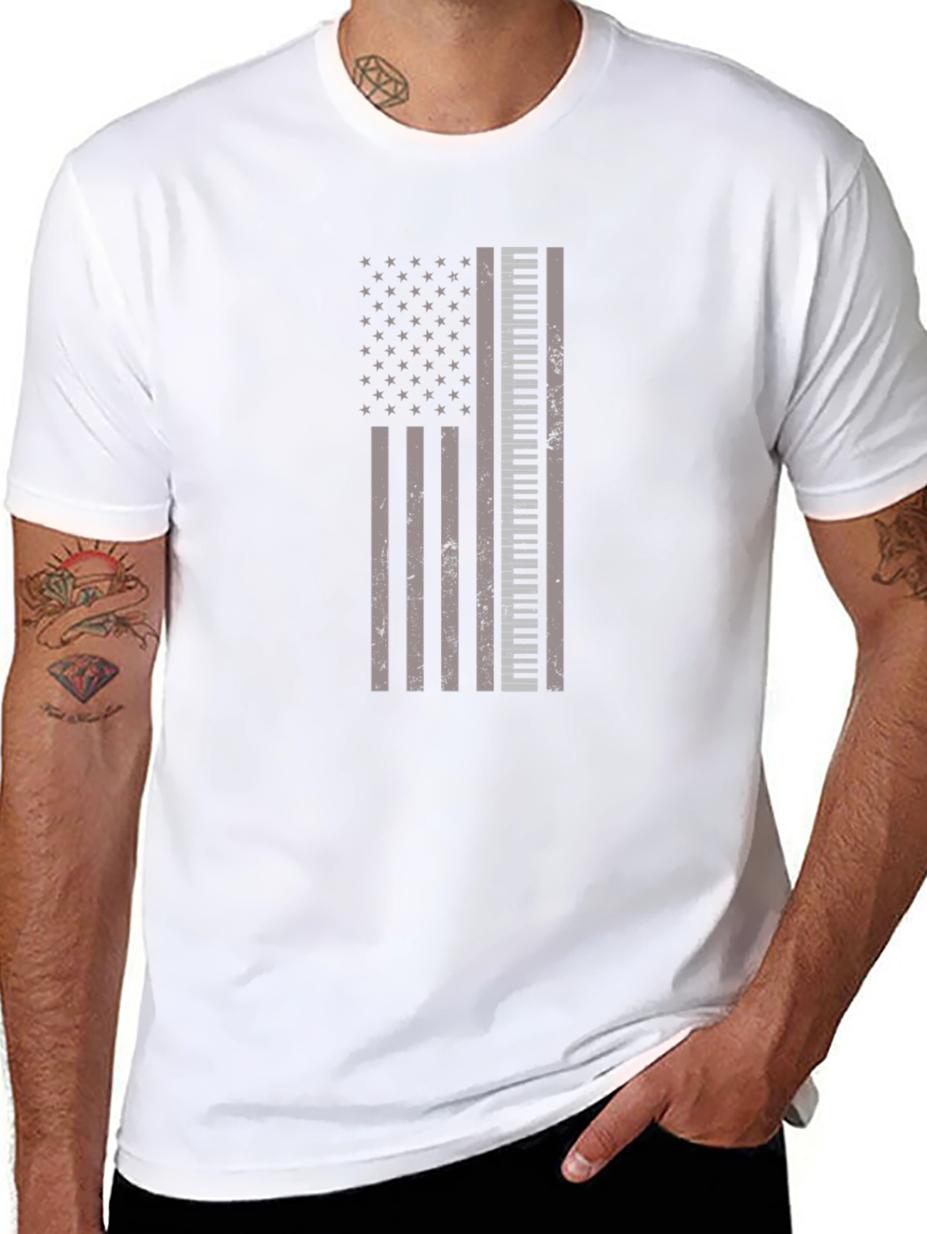 Piano Keys American Flag Graphic Tee