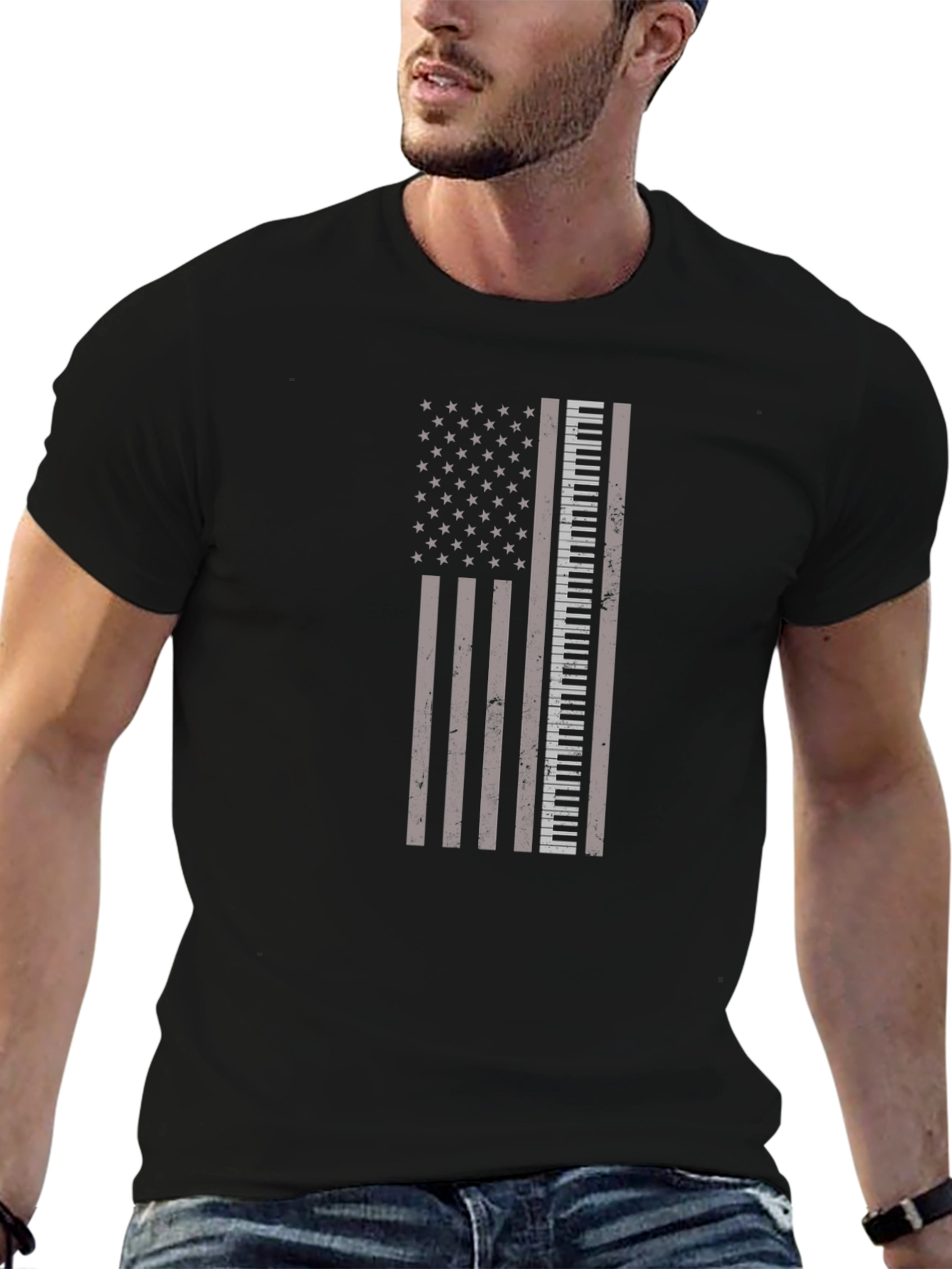 Piano Keys American Flag Graphic Tee