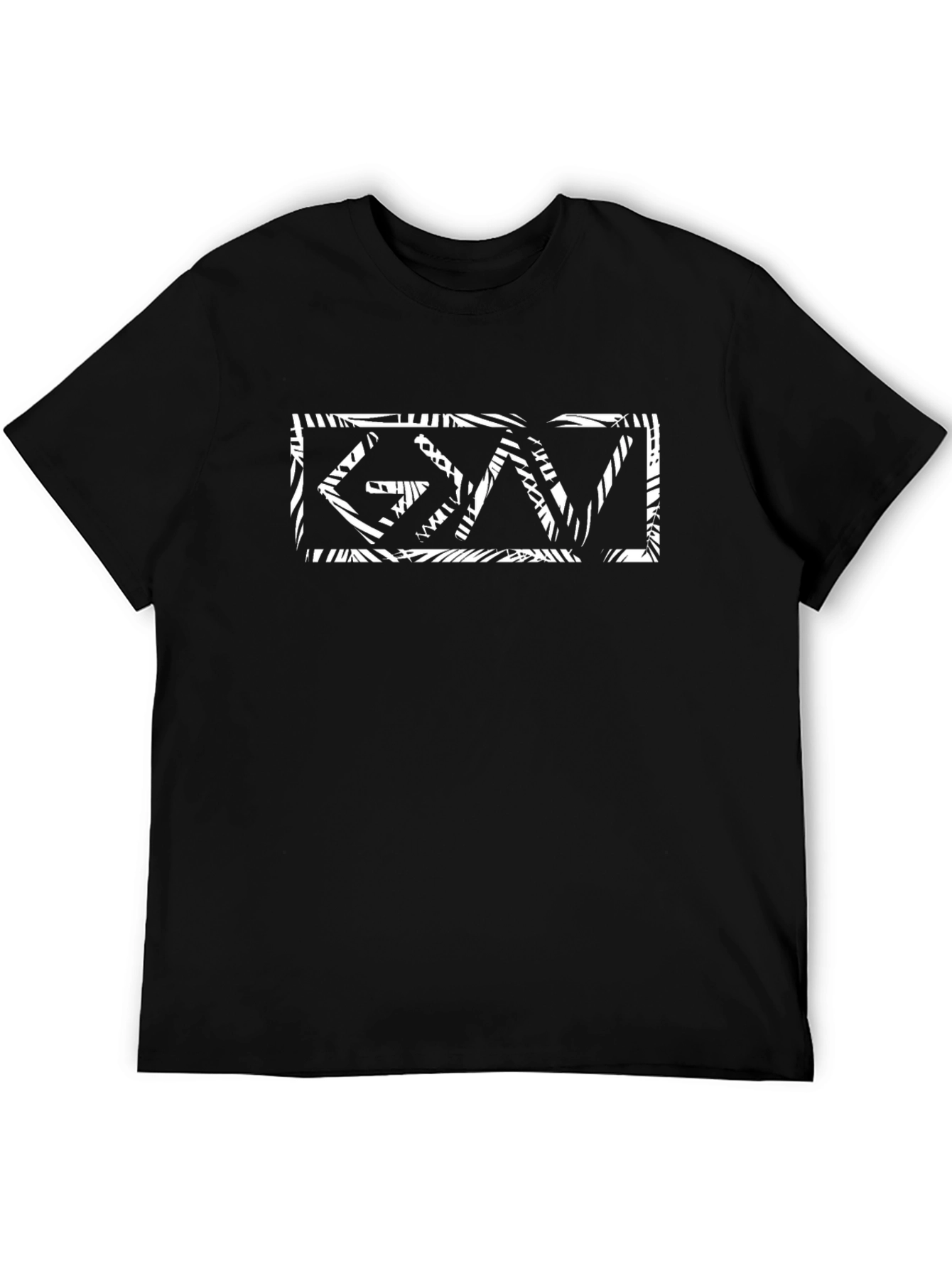 Abstract White Design Black T-Shirt
