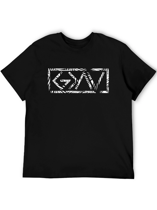 Abstract White Design Black T-Shirt