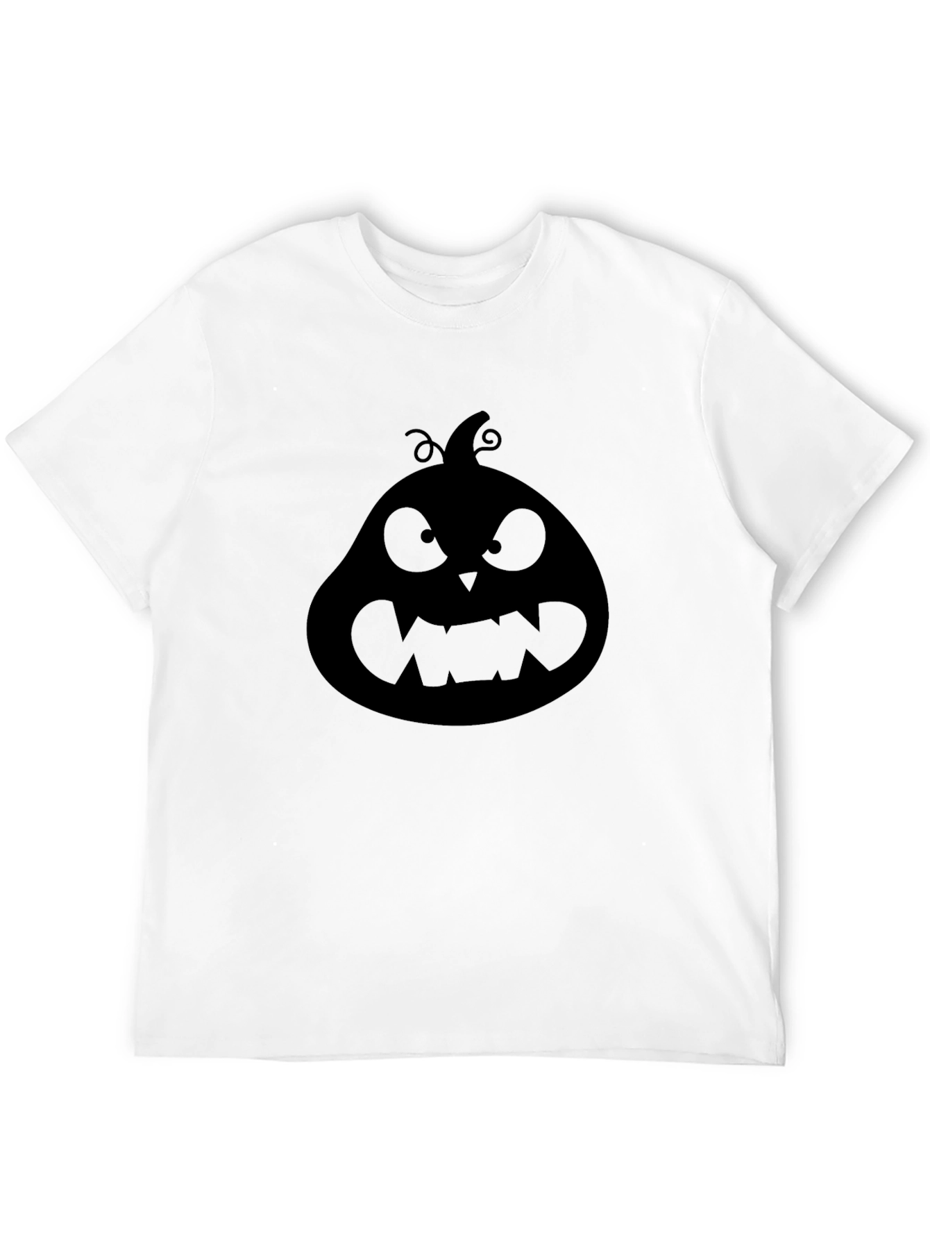 Halloween Pumpkin Face Graphic Tee - Black
