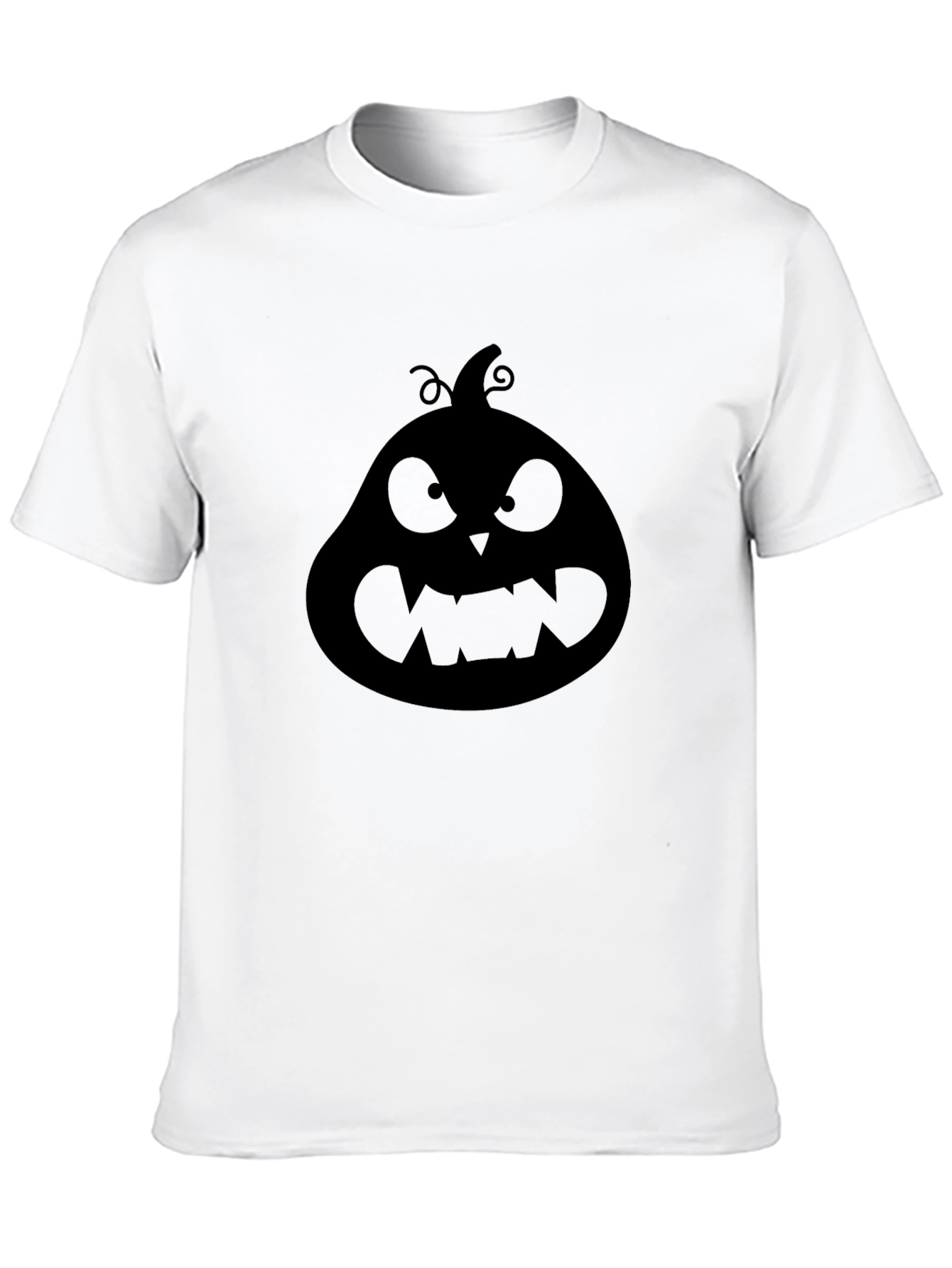 Halloween Pumpkin Face Graphic Tee - Black