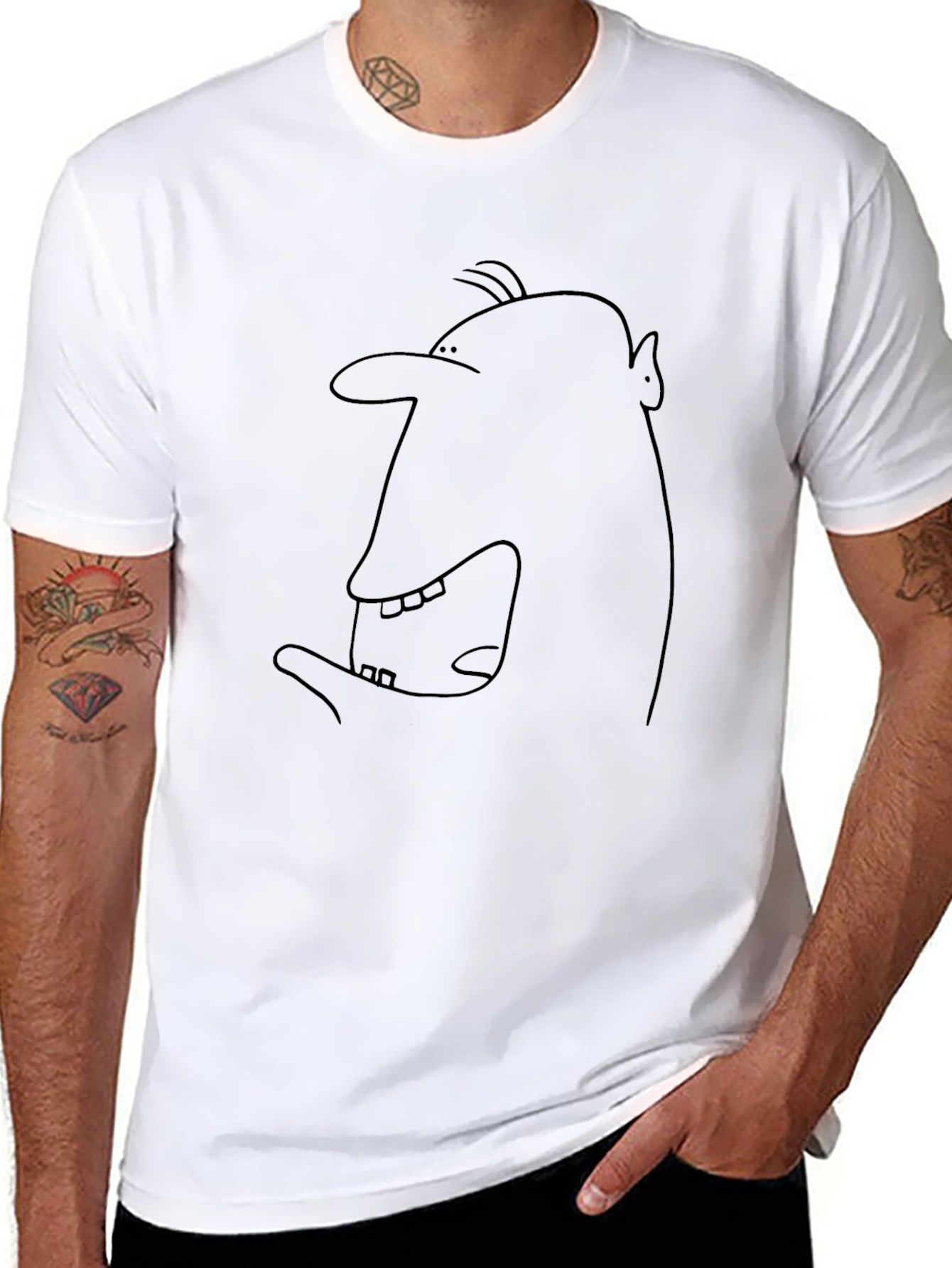 Funny Face Outline Black T-Shirt