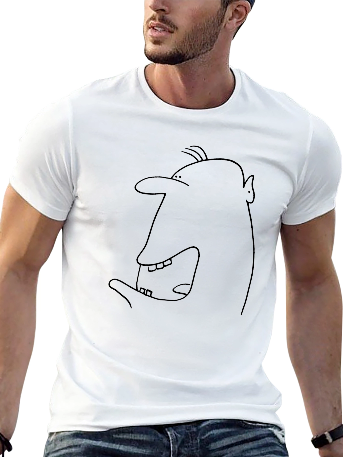 Funny Face Outline Black T-Shirt
