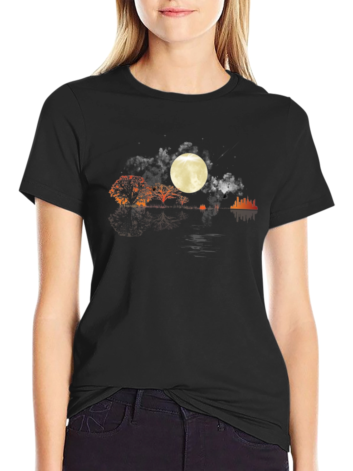 Moonlit Silhouette Graphic T-Shirt
