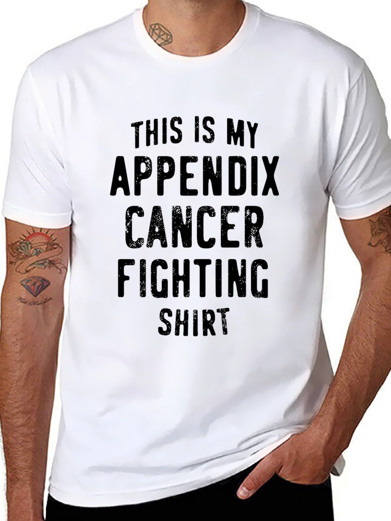 Appendix Cancer Fighting T-Shirt - Unisex Black Tee