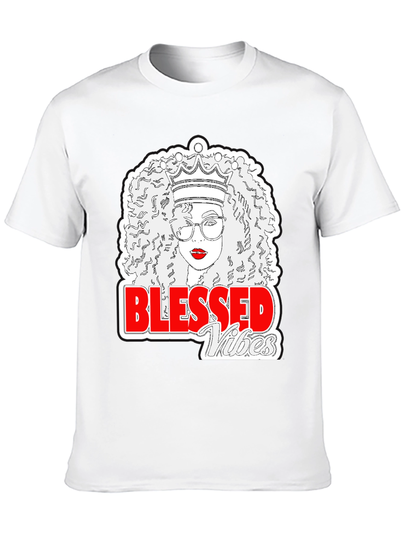 Blessed Vibes Queen Graphic Tee - Black Cotton T-Shirt