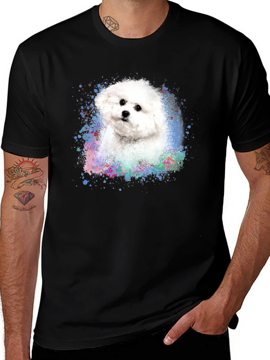 Bichon Frise Dog Watercolor Graphic Black T-Shirt
