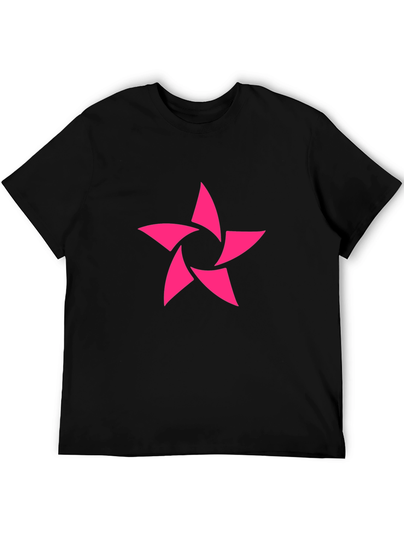 Modern Pink Star Graphic Black T-Shirt