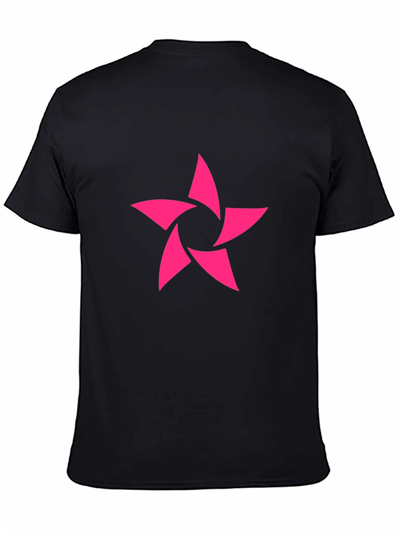 Modern Pink Star Graphic Black T-Shirt